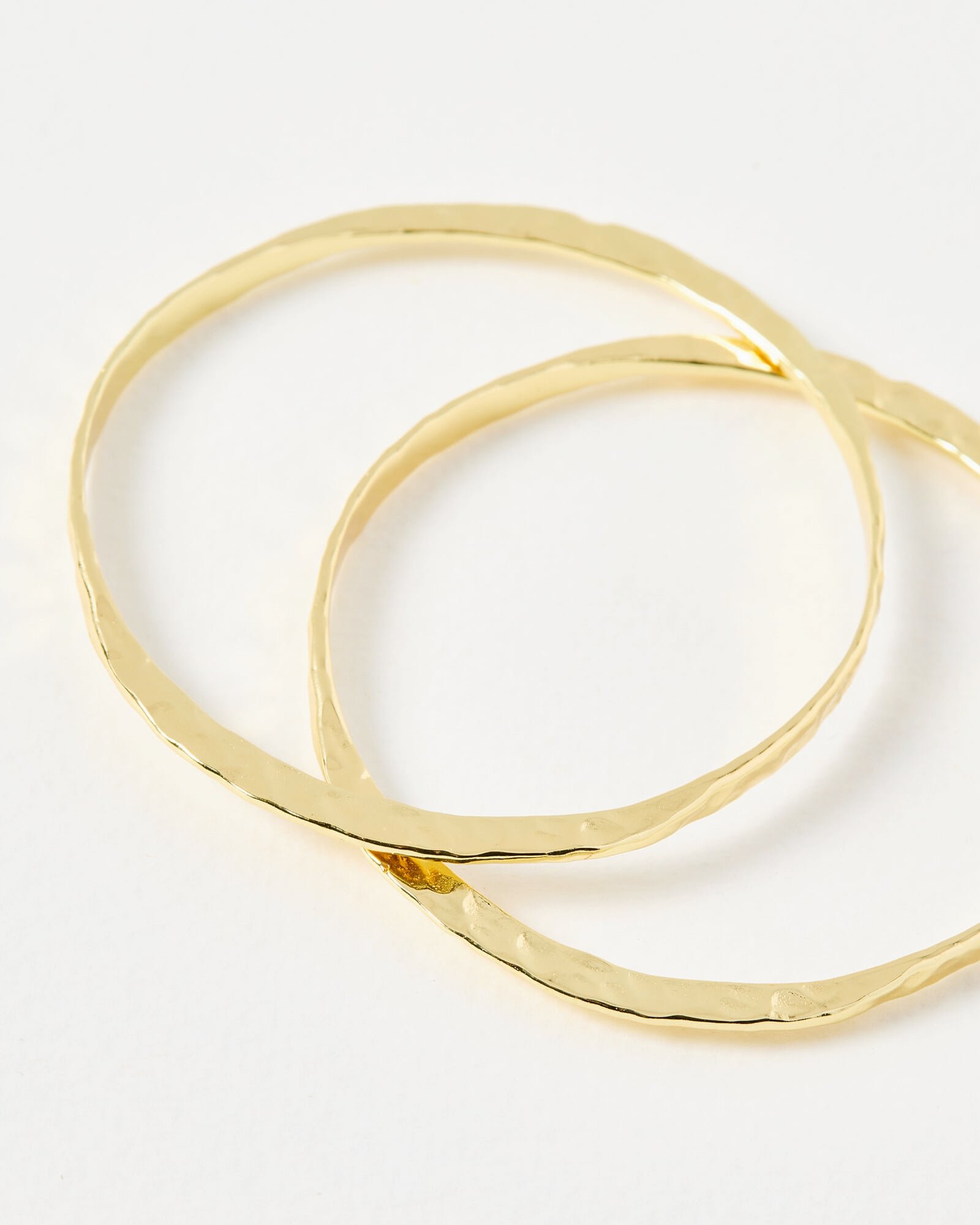 Clara Oval Hammered Gold Plated Bangle Pack of Two | Oliver Bonas