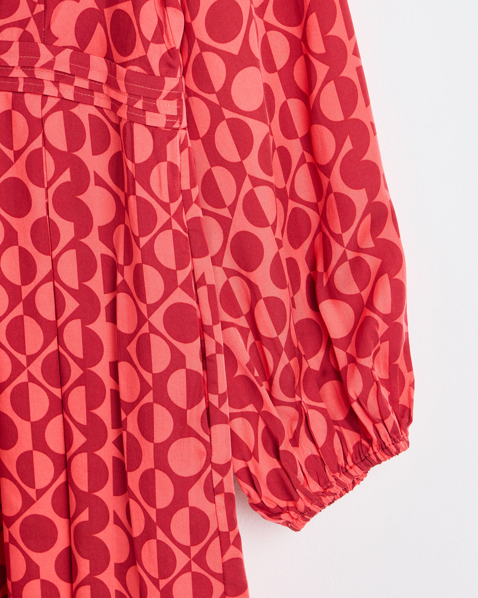 Pink & Red Geometric Print V-Neck Mini Dress | Oliver Bonas