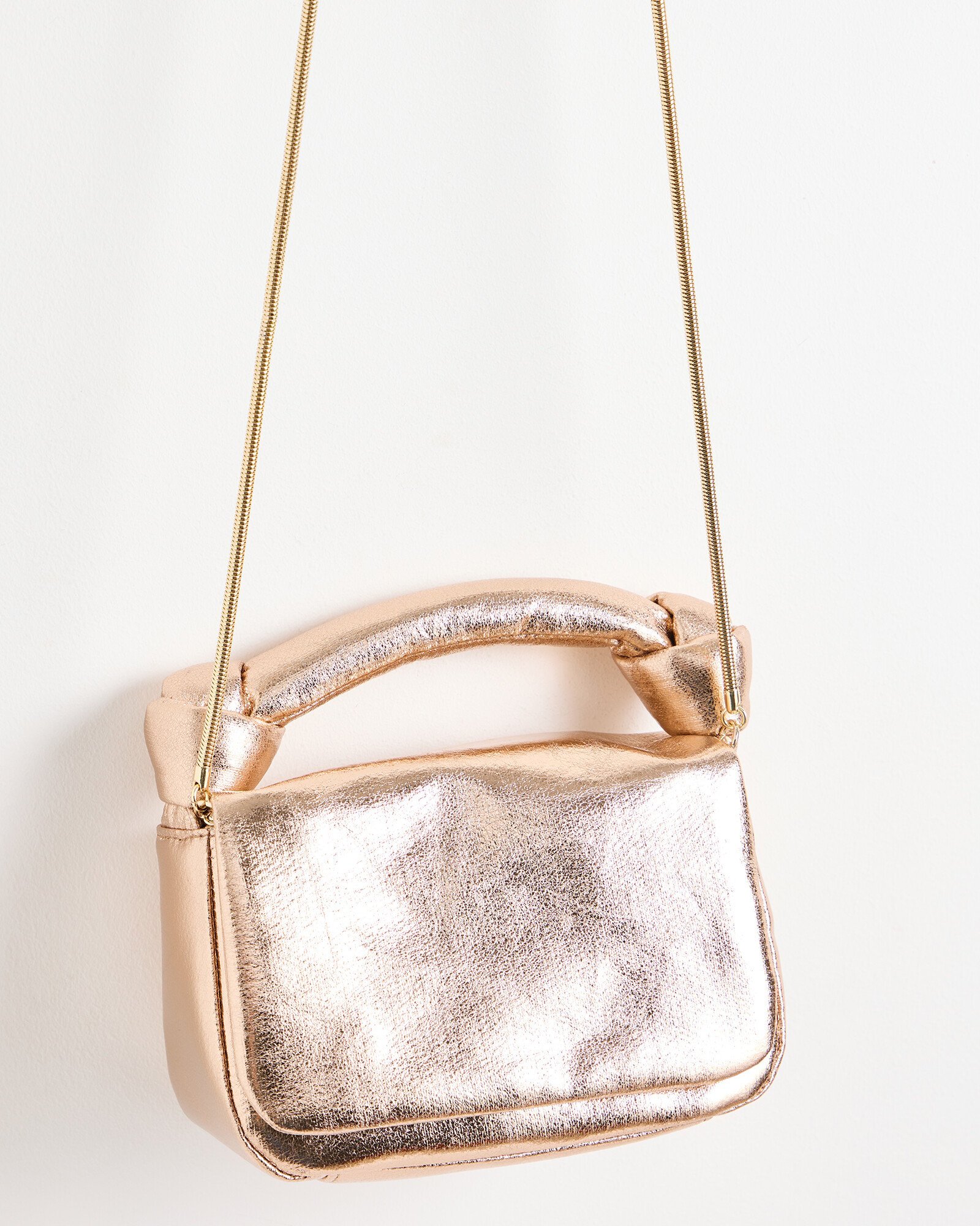 Viv Rose Gold Metallic Clutch Bag Oliver Bonas