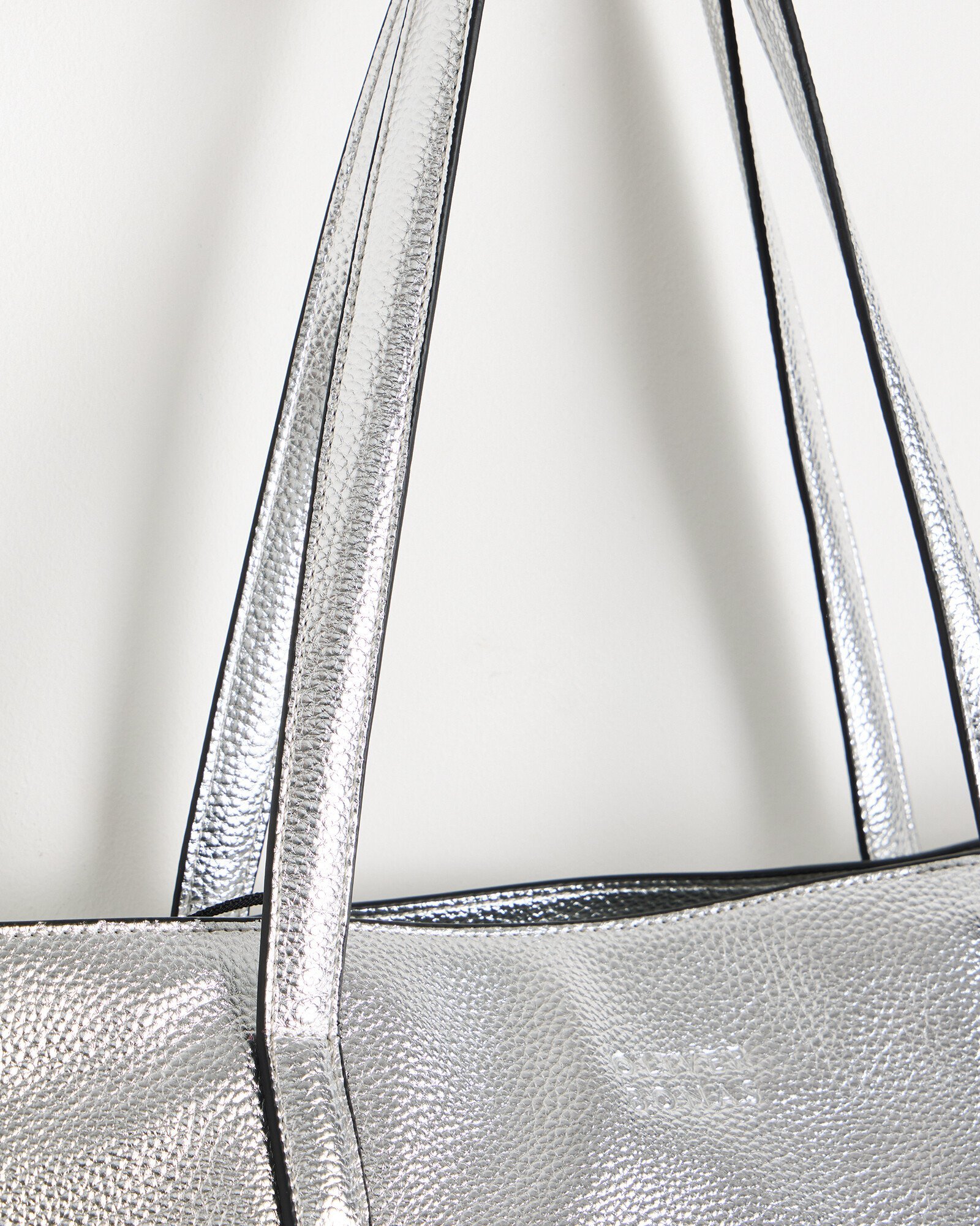 Asterly Silver Metallic Tall Tote Bag | Oliver Bonas