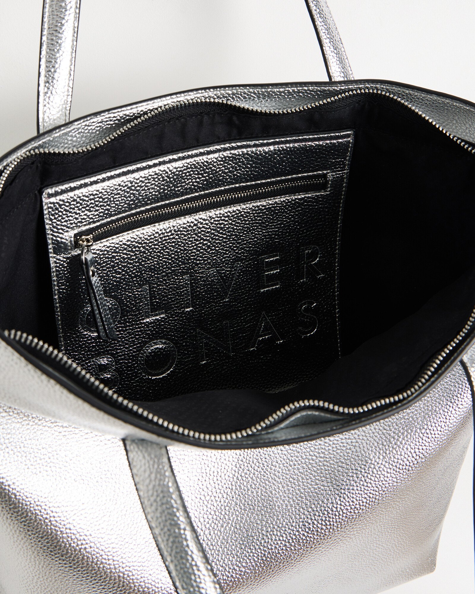 Asterly Silver Metallic Tall Tote Bag | Oliver Bonas