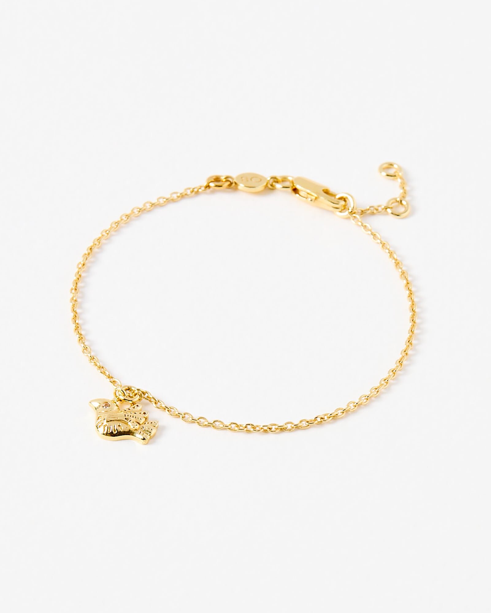 Wren Flying Bird Charm Gold Plated Chain Bracelet | Oliver Bonas