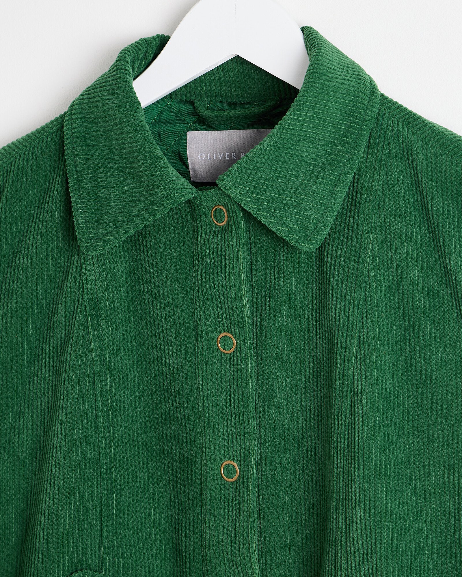 Green Corduroy Scallop Pocket Collared Jacket | Oliver Bonas Green Corduroy Scallop Pocket Collared Jacket | Oliver Bonas