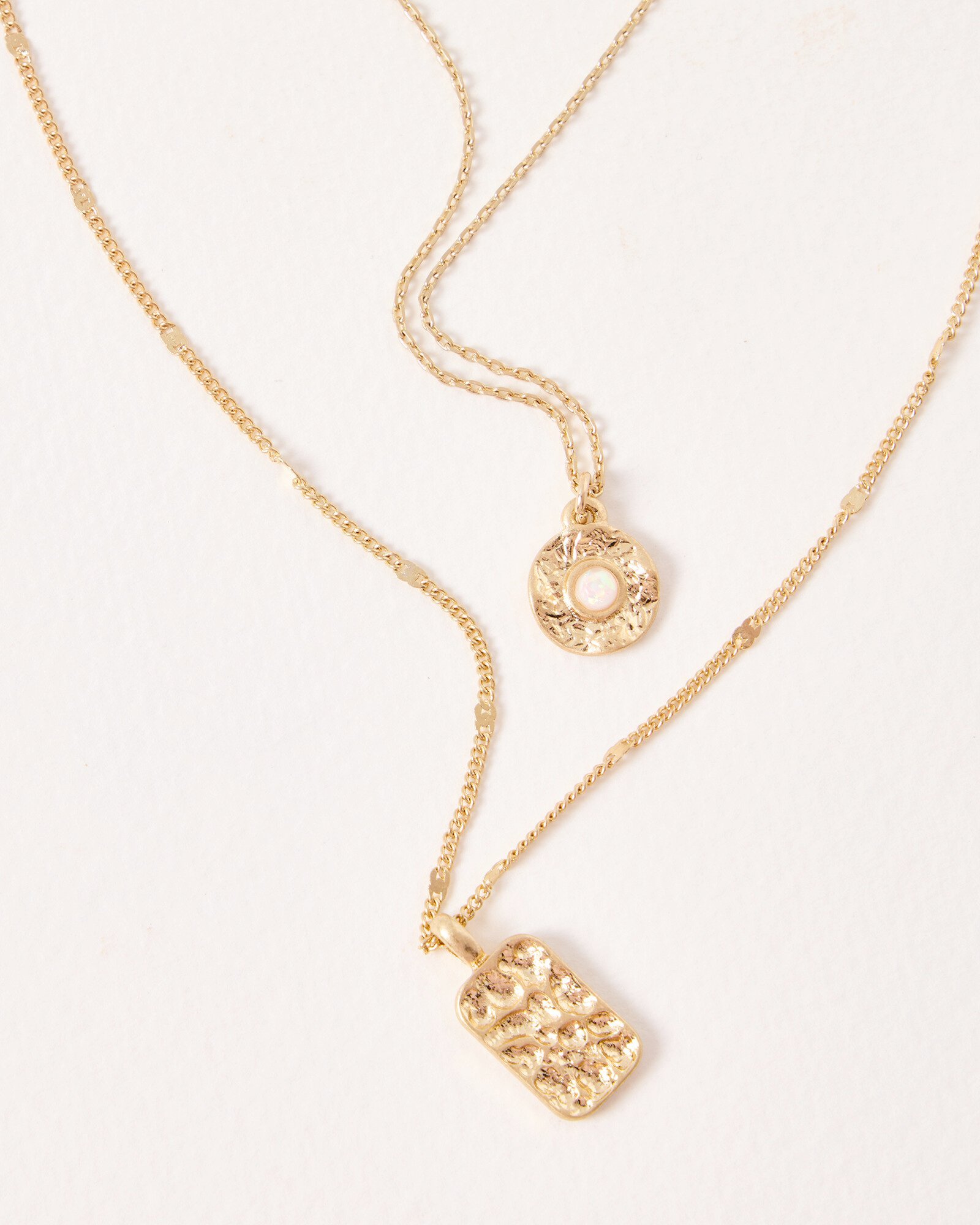 Claire Molten Charm Gold Tone Layered Pendant Necklace | Oliver Bonas