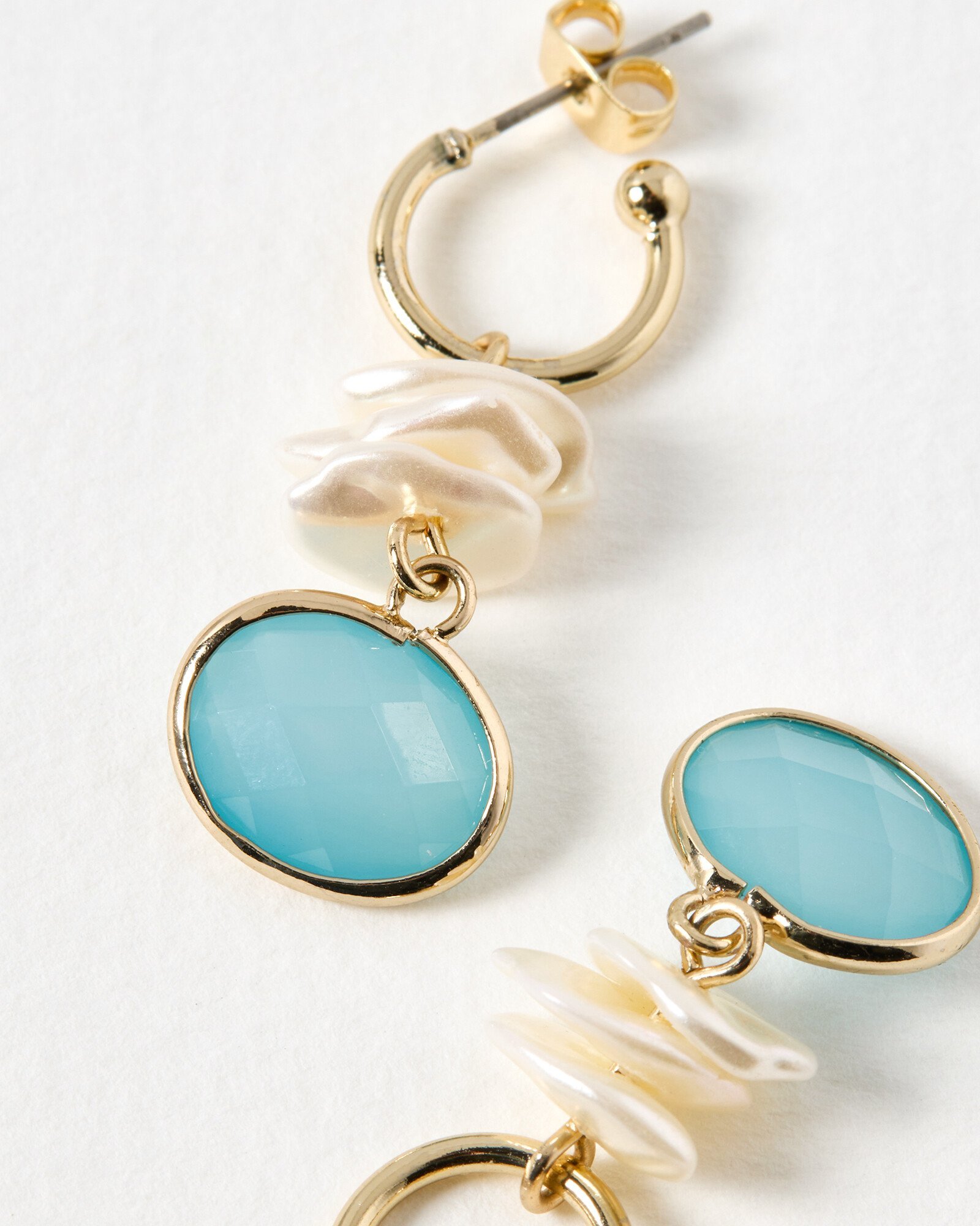 Amelia Faux Pearl Gold Tone Drop Earrings | Oliver Bonas