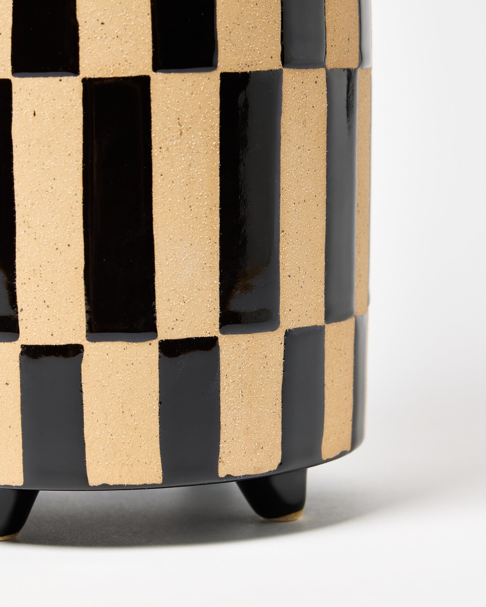 Noi Chequerboard Monochrome Ceramic Plant Pot Large | Oliver Bonas