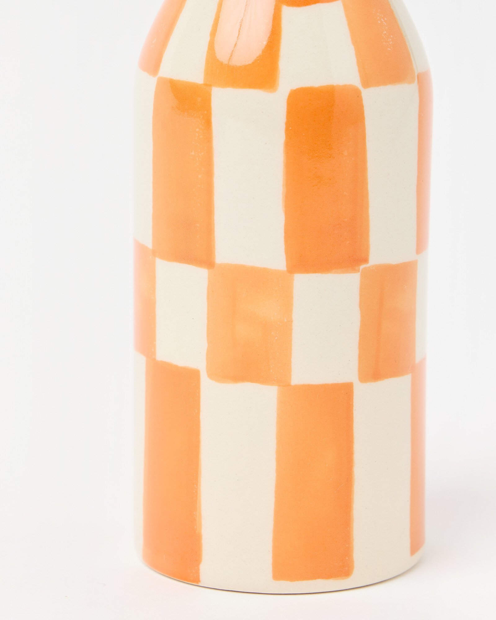 Chequerboard Orange Ceramic Oil Bottle | Oliver Bonas