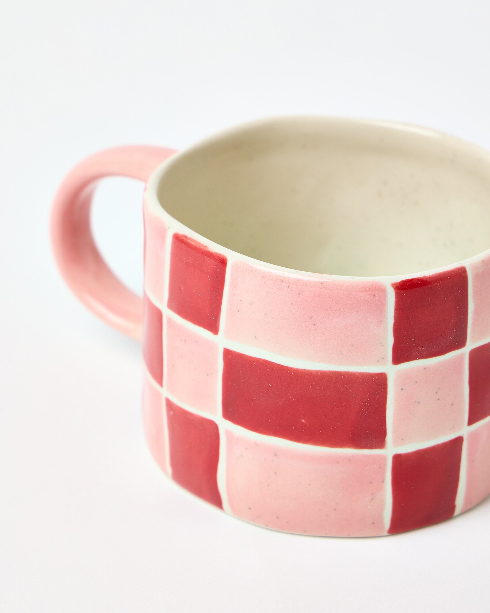 Chequerboard Pink Speckle Ceramic Mug | Oliver Bonas