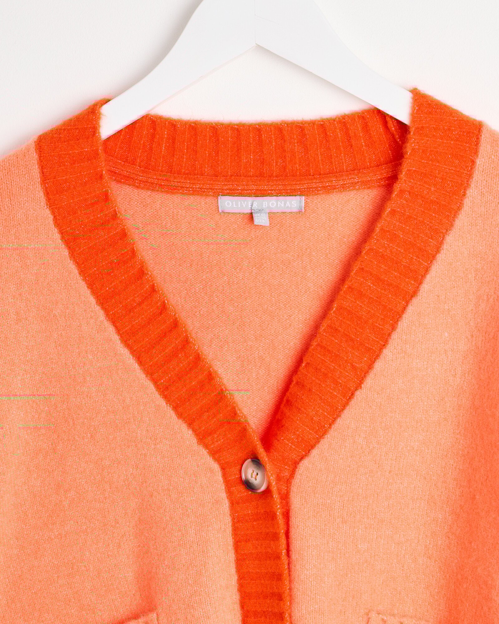 Orange Contrast Trim V-Neck Knitted Cardigan | Oliver Bonas