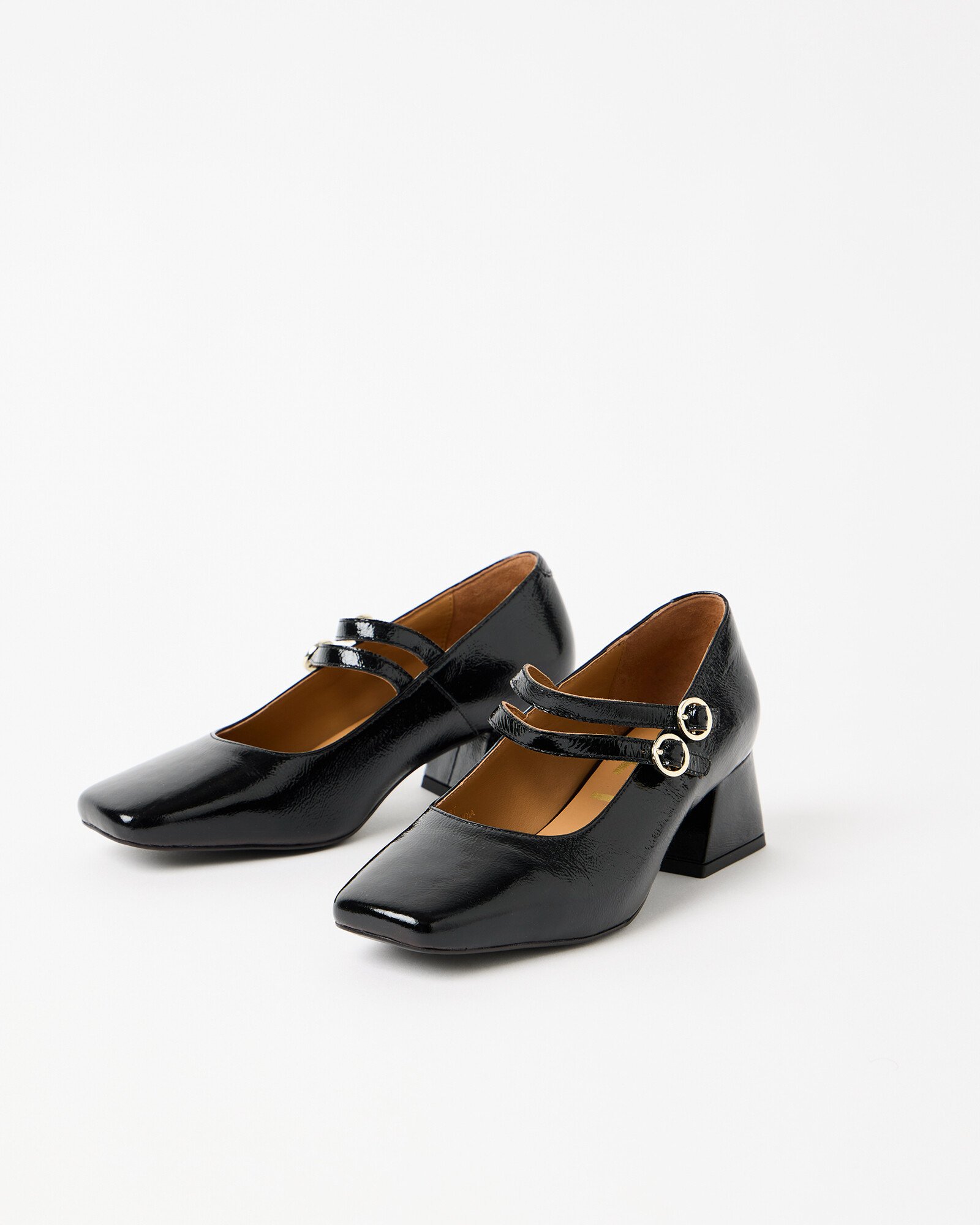 Mary Jane Black Patent Leather Block Heels Oliver Bonas