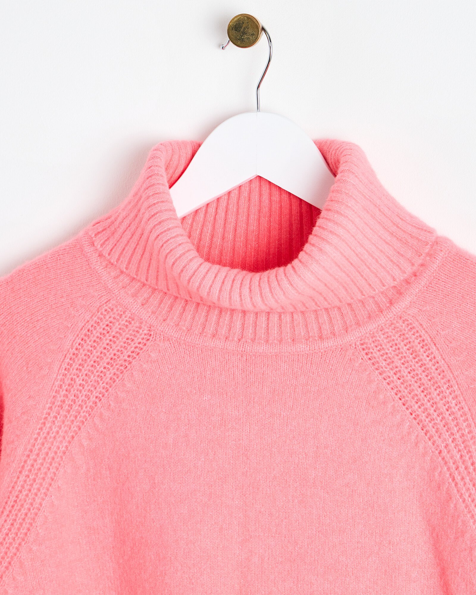 Coral Pink Roll Neck Knitted Jumper Oliver Bonas