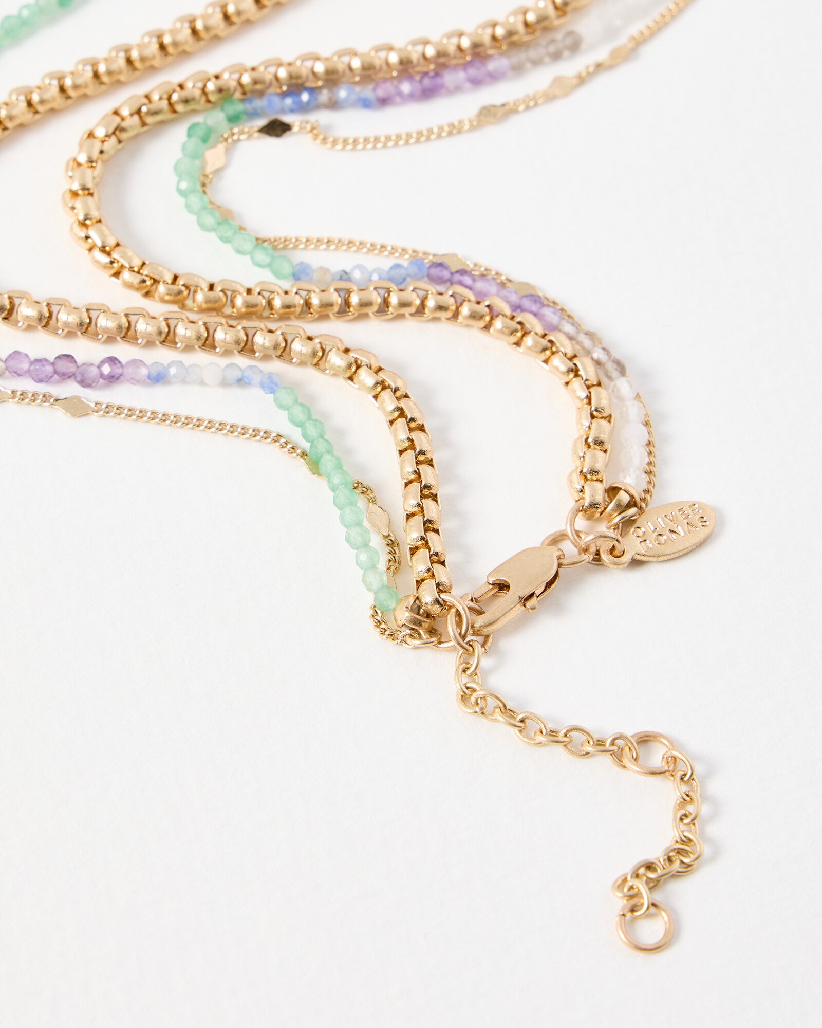 Eden Triple Row Gold Tone Layered Beaded Necklace | Oliver Bonas IE