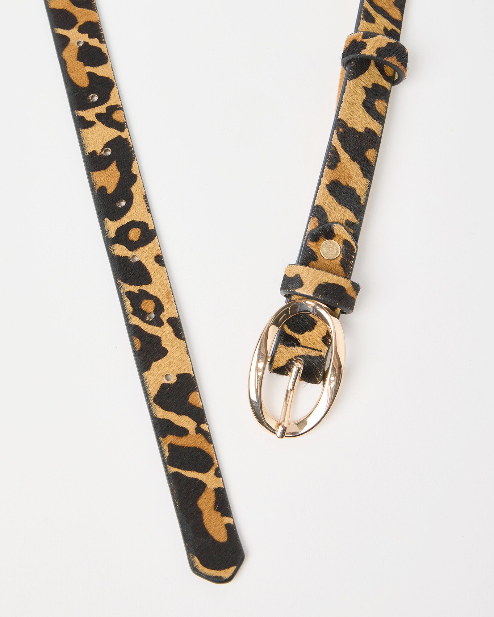 Brown Leopard Print Textured Leather Belt Oliver Bonas