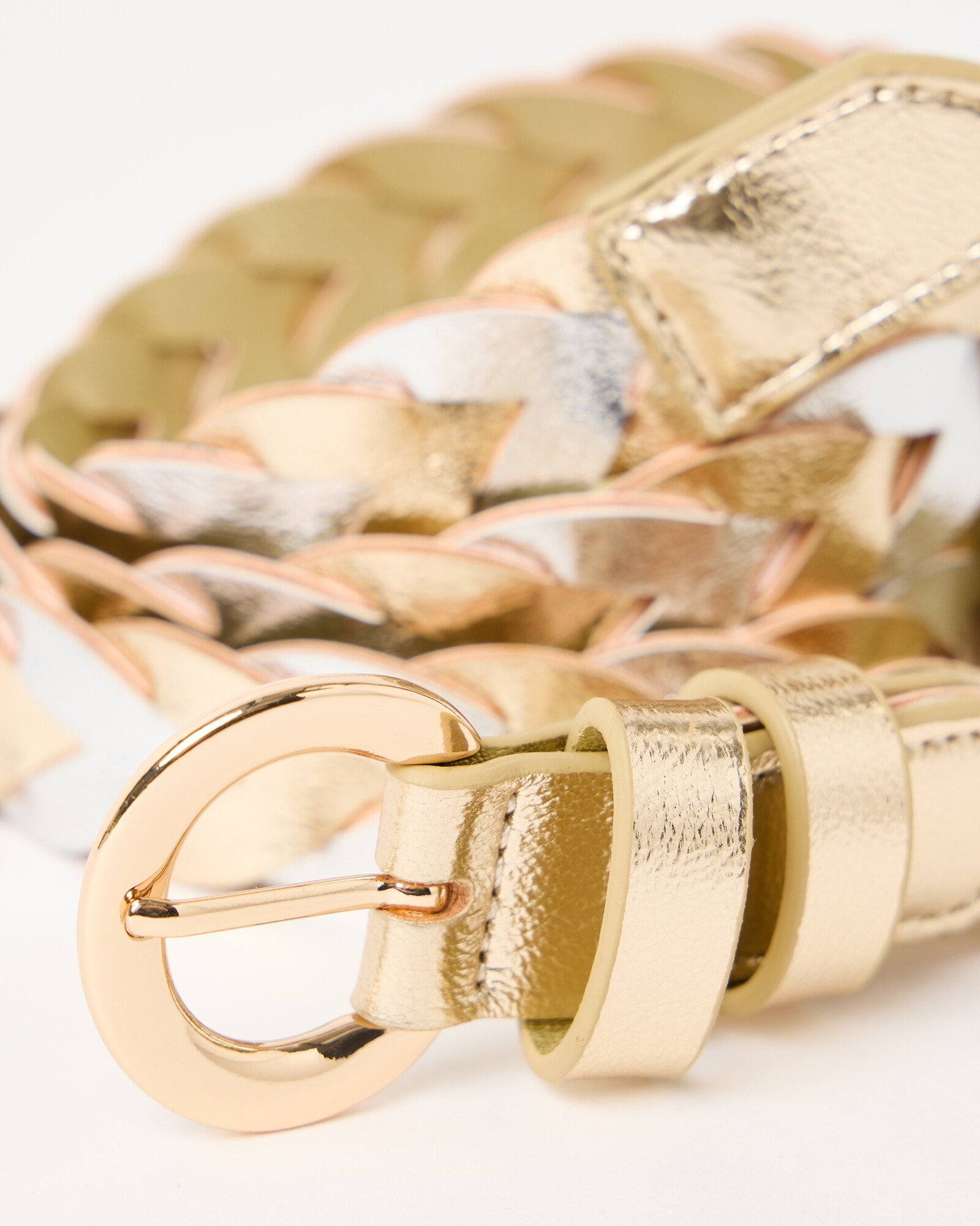 Metallic Silver Gold Braided Belt Oliver Bonas