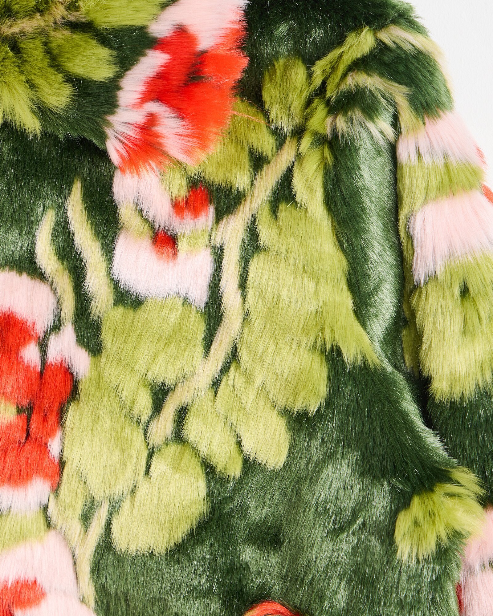 Green Floral Faux Fur Coat Oliver Bonas