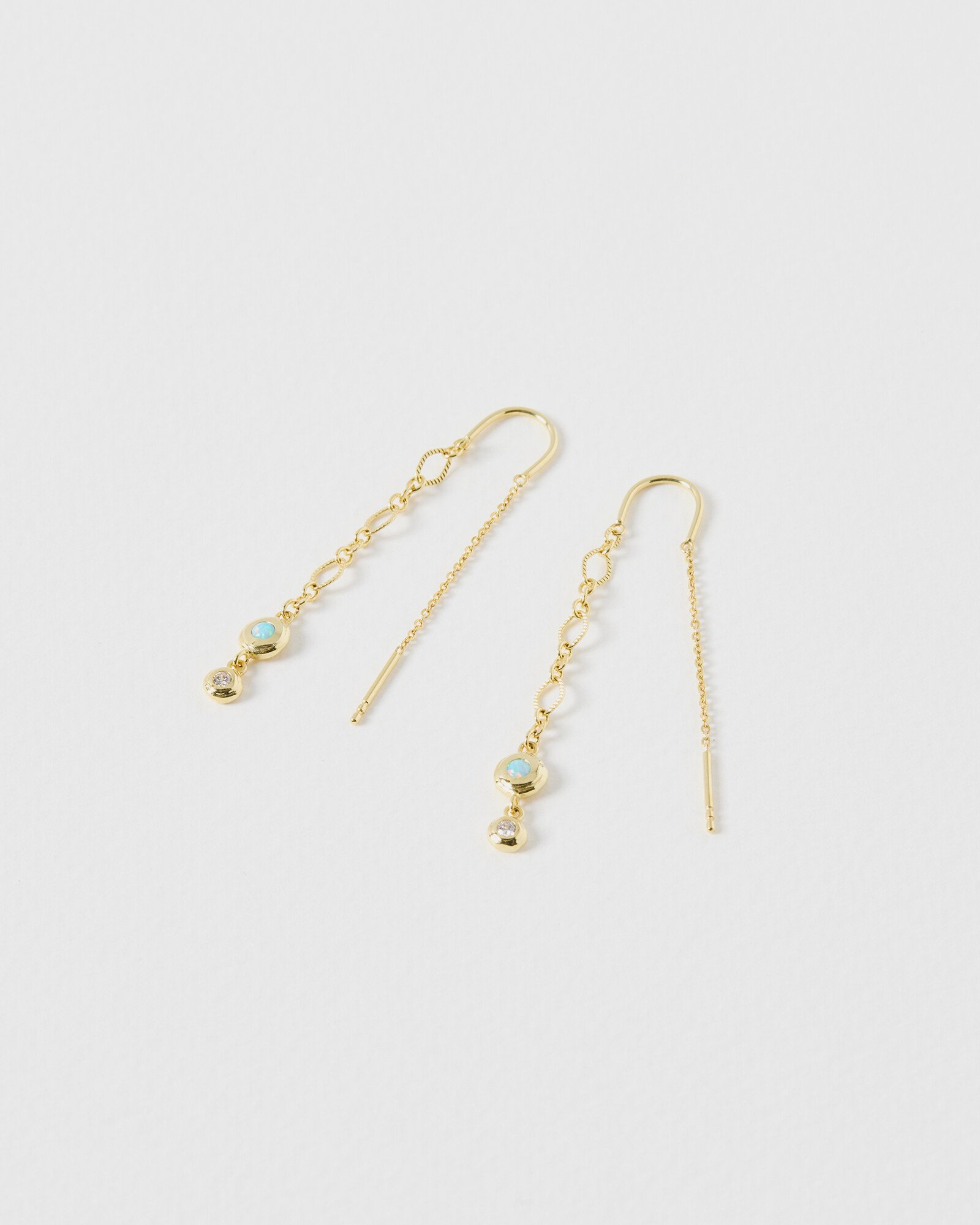 Alora Opalite Chain Gold Plated Thread Through Drop Earrings