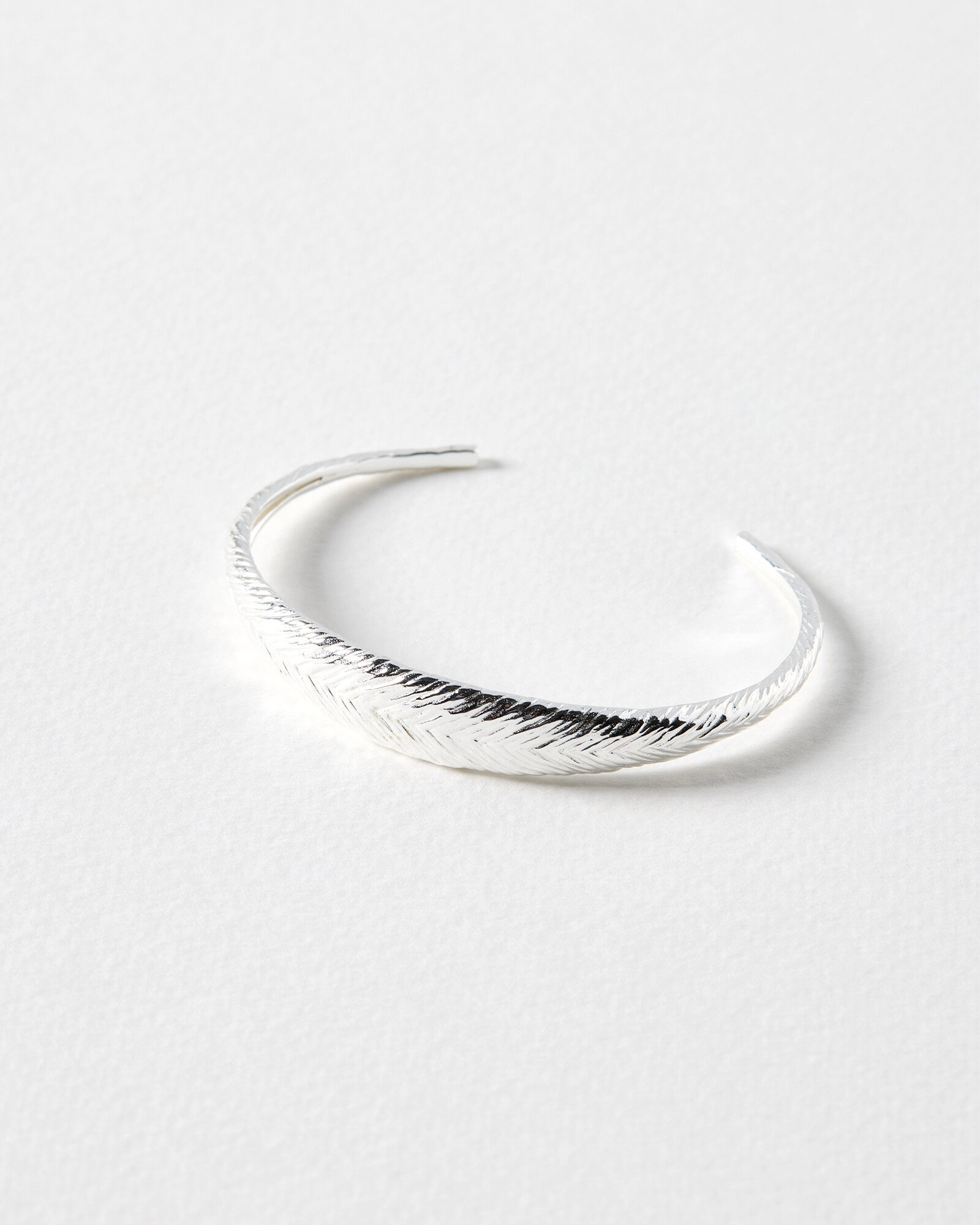Raven Feather Texture Silver Plated Bangle Oliver Bonas