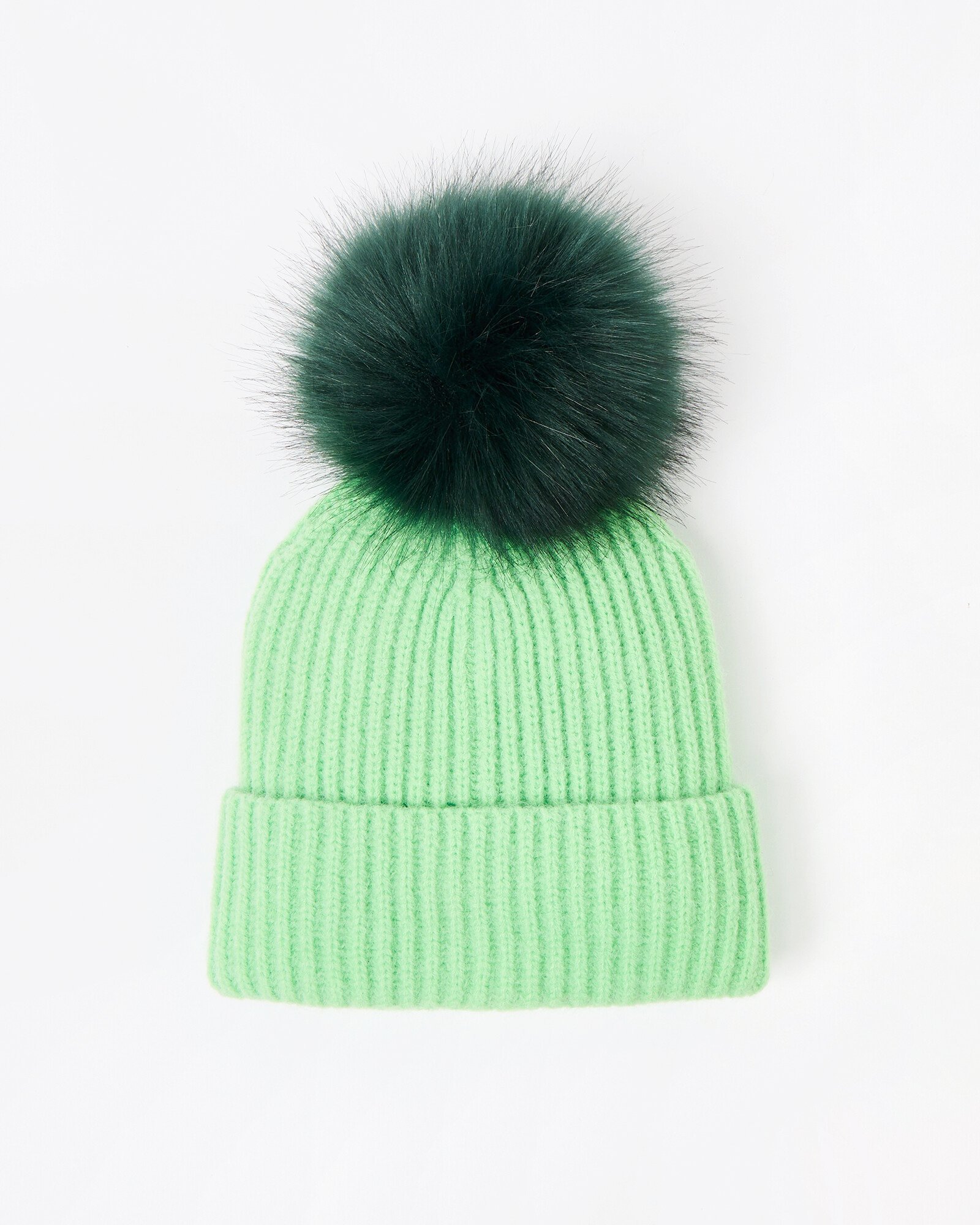 Light Green Knitted Pom Pom Bobble Hat Oliver Bonas