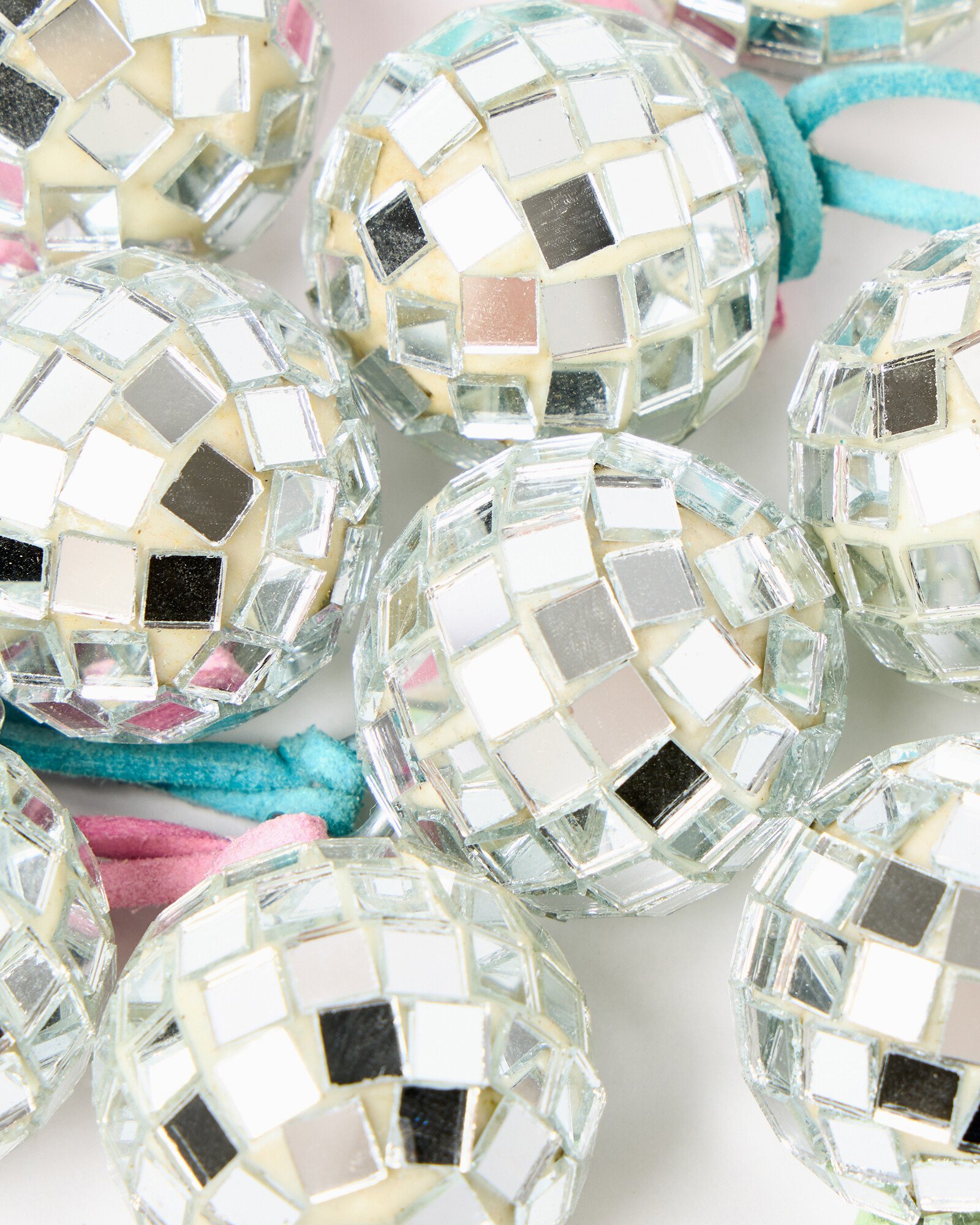 Silver Disco Ball Mini Christmas Baubles Set of Nine Oliver Bonas