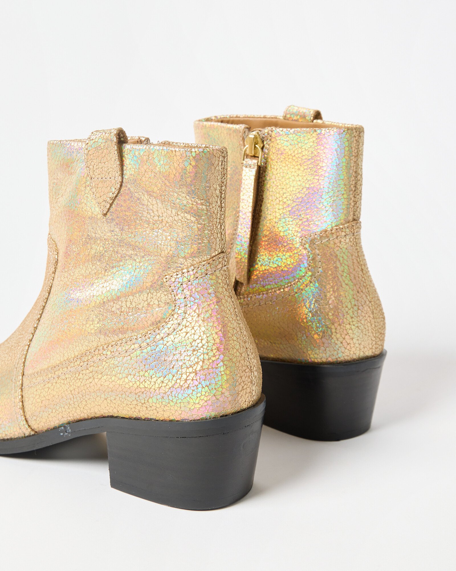 Glitter Lighter Heel Boots Iridescent Gold Heeled Western Cowboy