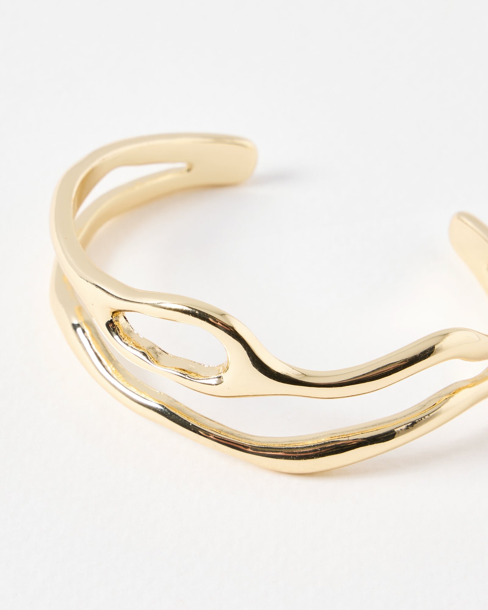Ilse Wavy Double Row Gold Tone Bangle | Oliver Bonas