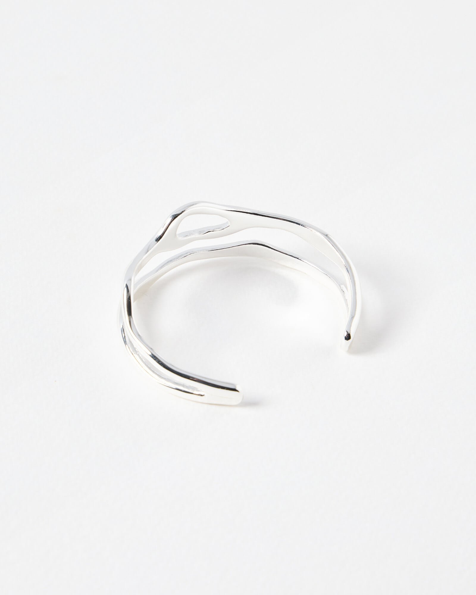 Ilse Wavy Double Row Silver Tone Bangle | Oliver Bonas