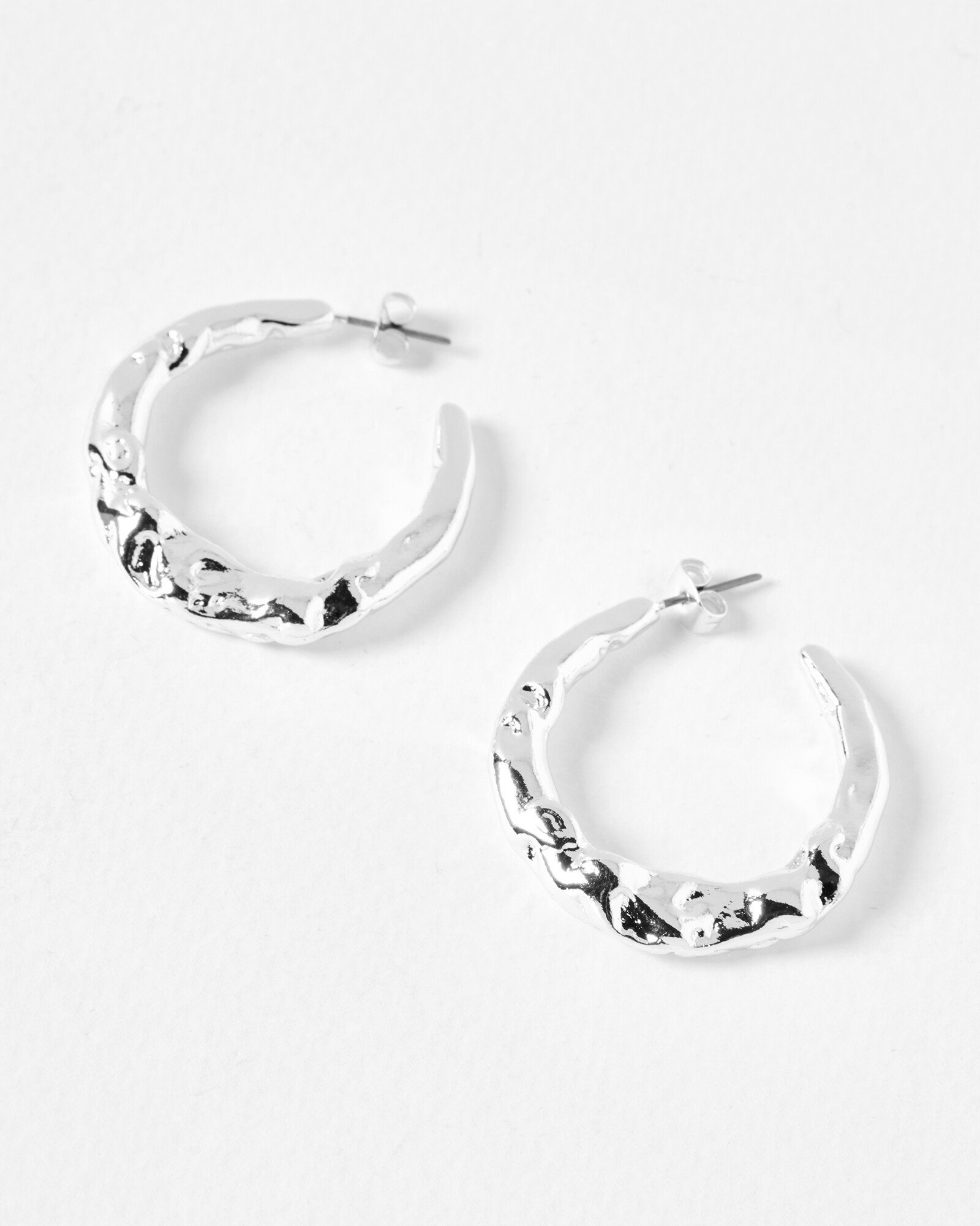 Maud Textured Silver Tone Hoop Earrings Large Oliver Bonas