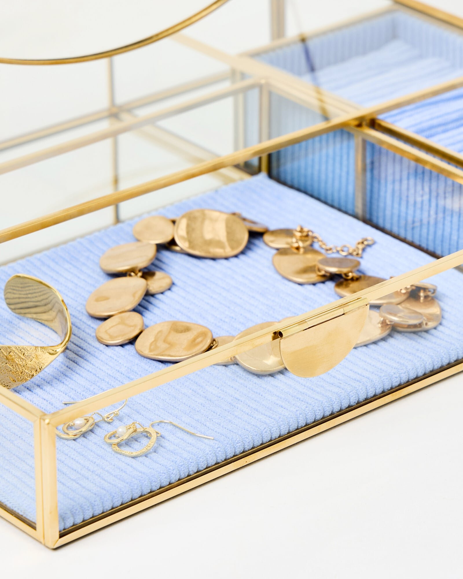 Gold & Glass Round Dressing Table Mirror | Oliver Bonas