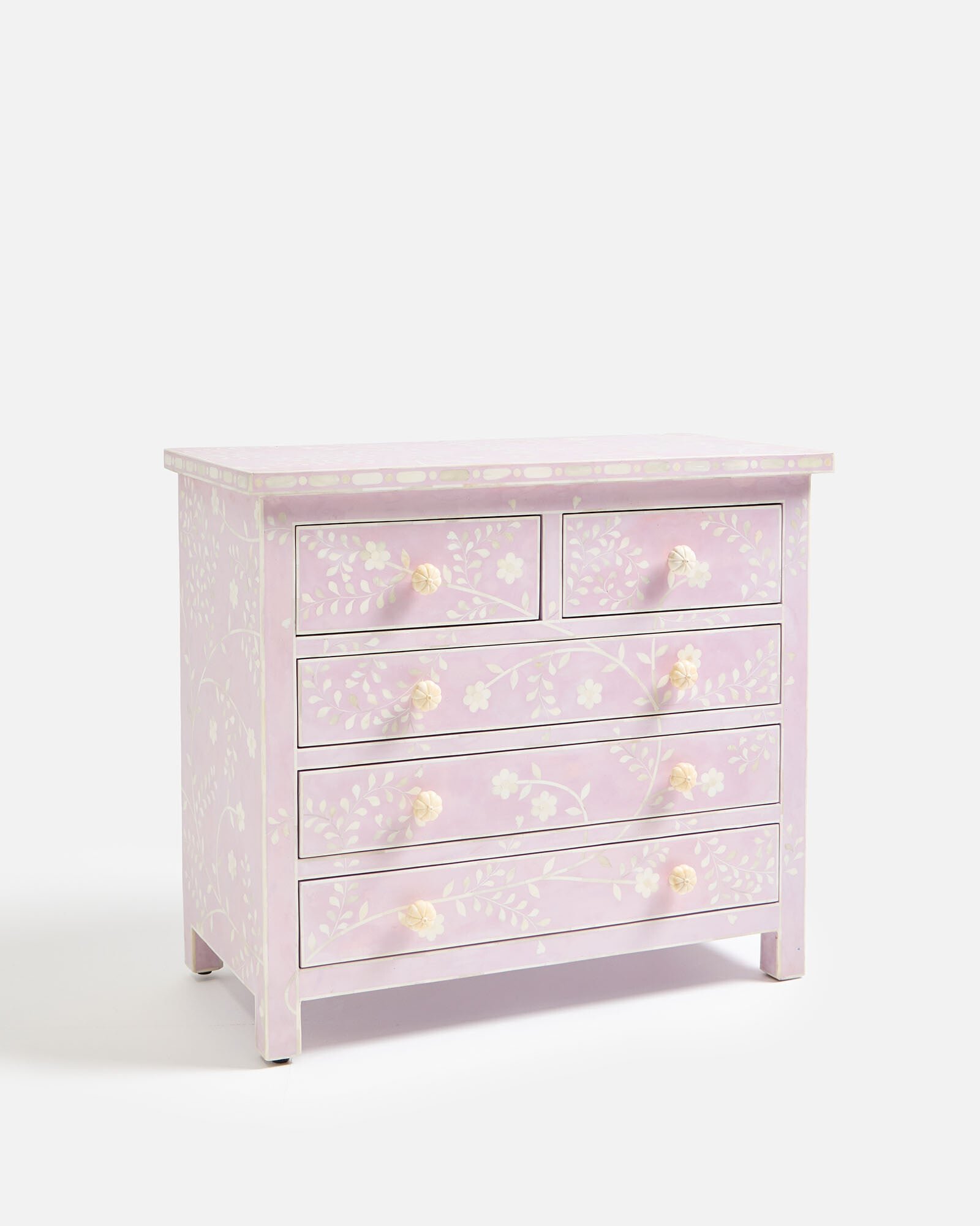 Lohko Lilac Floral Inlay Chest of Drawers | Oliver Bonas