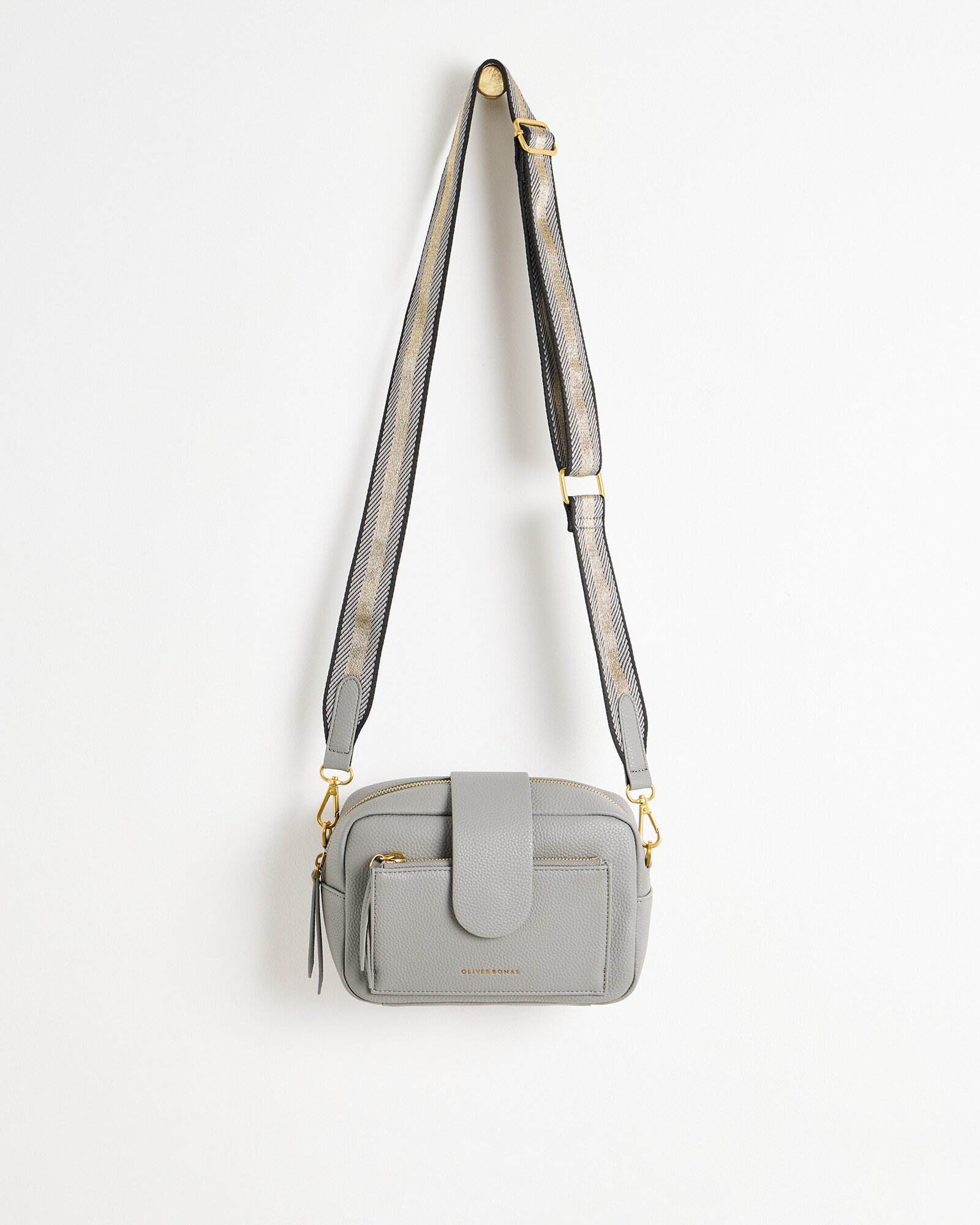 Charlee Grey Chevron Crossbody Bag | Oliver Bonas