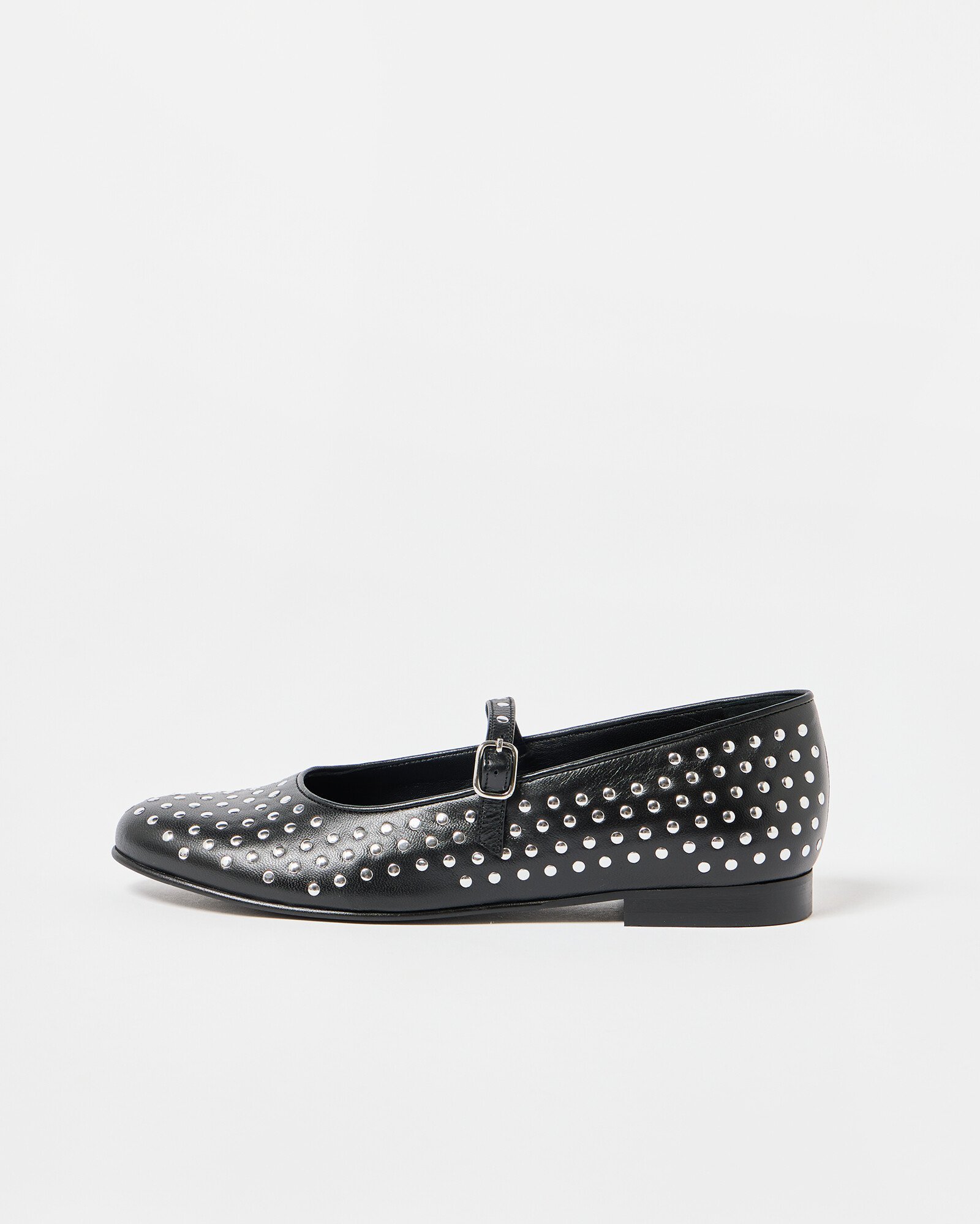 Alohas Lucien Black Leather Studded Ballet Flats Oliver Bonas