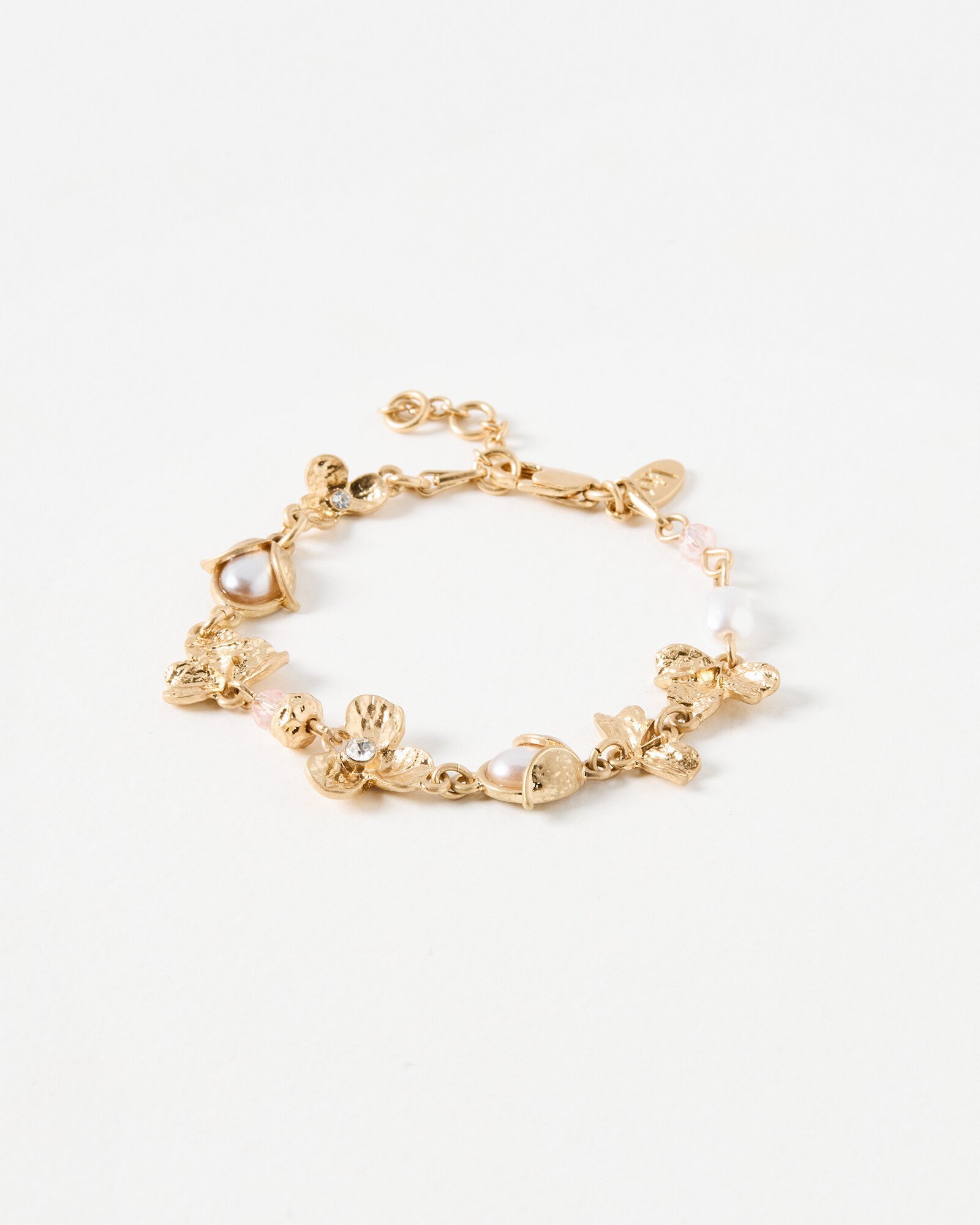 V&A Oliver Bonas Gold Tone Leaf Chain Bracelet Oliver Bonas