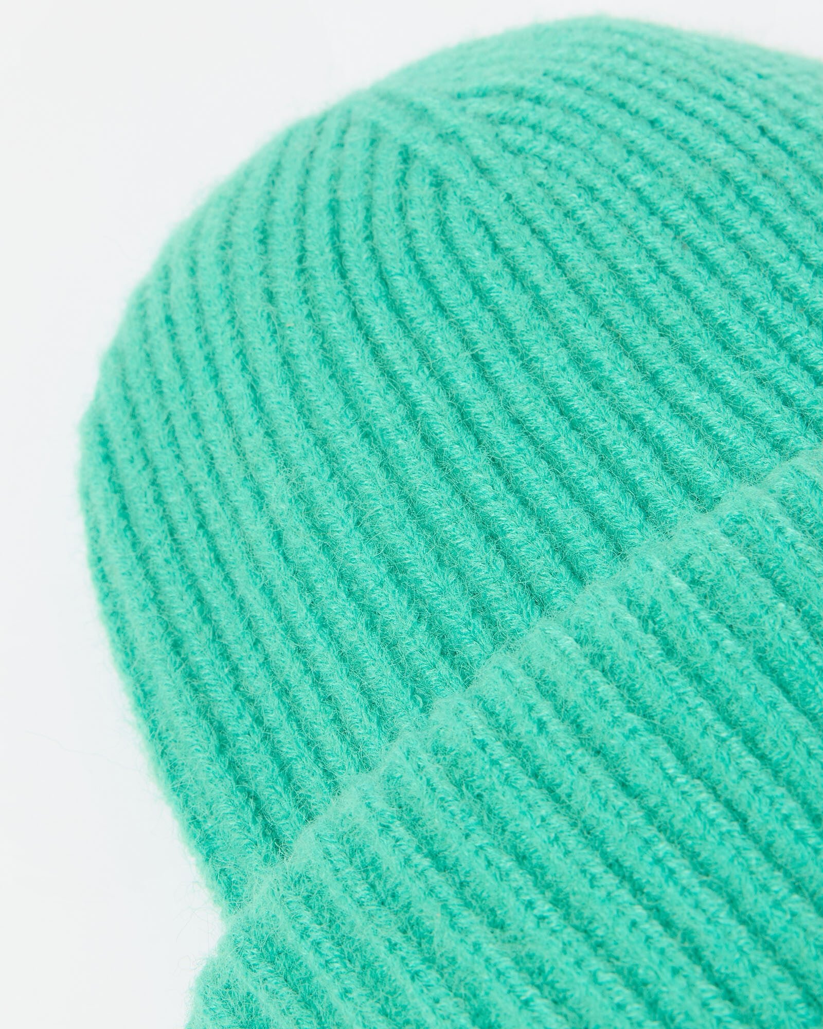 Jade Green Ribbed Knitted Beanie Hat | Oliver Bonas