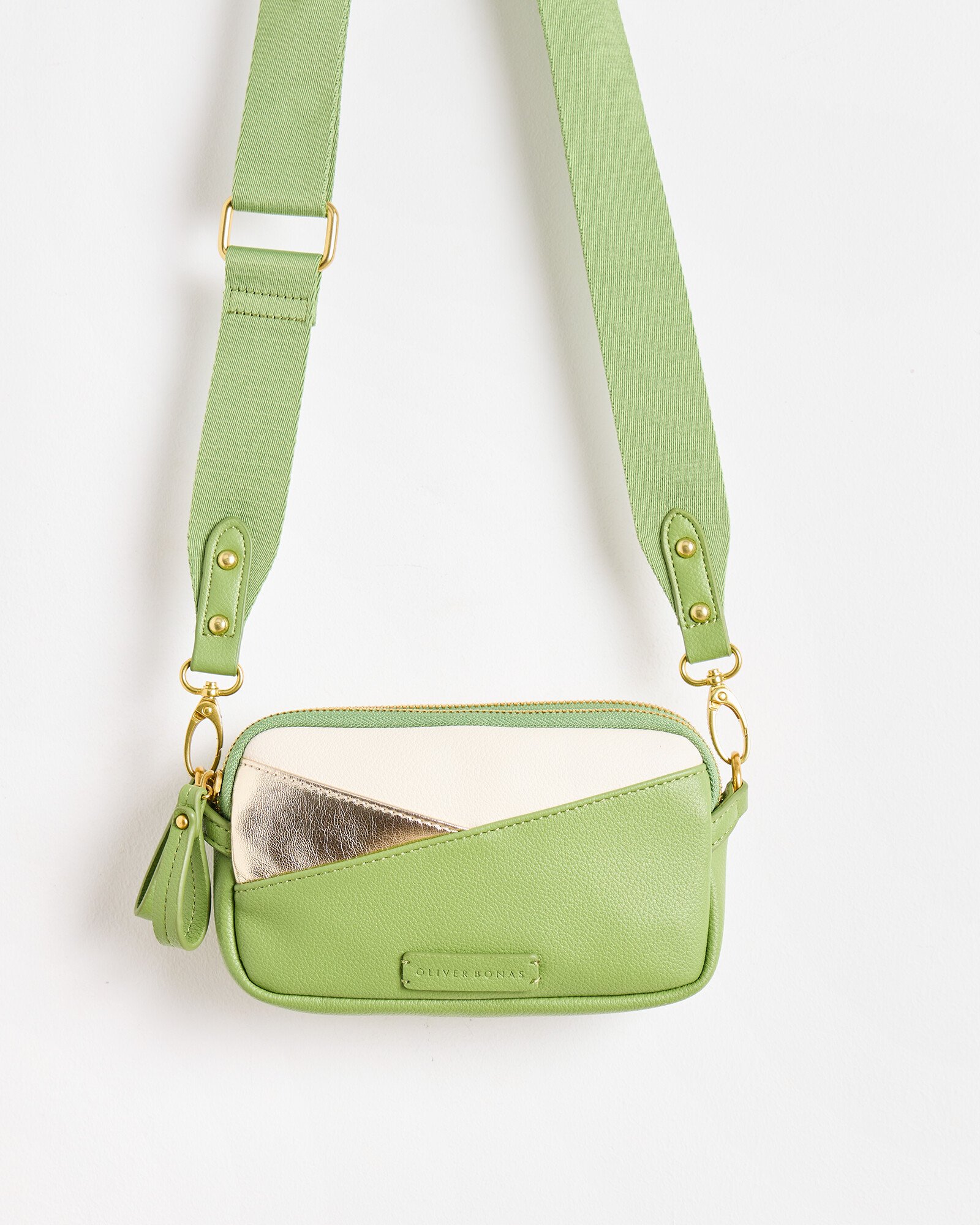 Naha Olive Green Metallic Crossbody Bag Oliver Bonas
