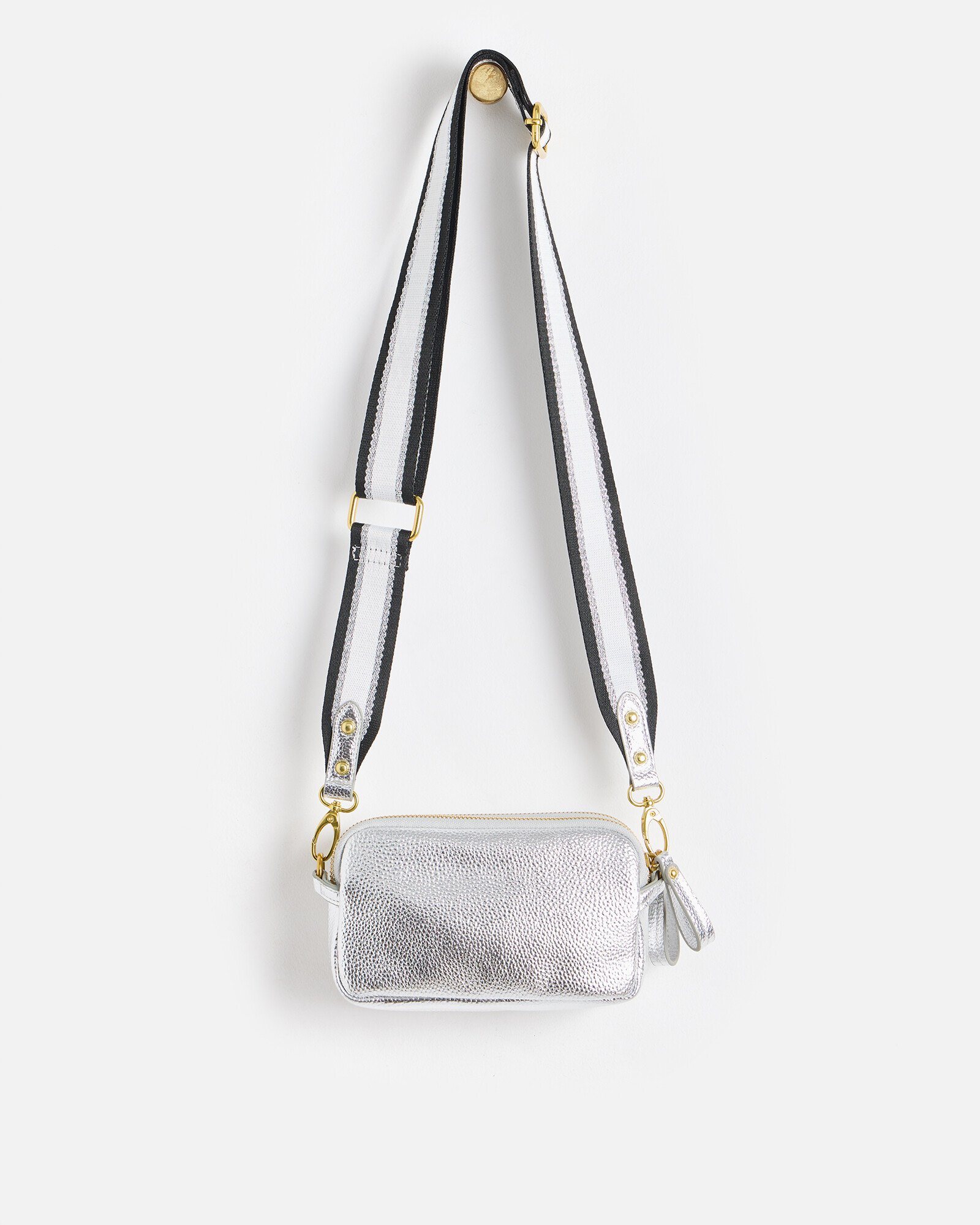 Naha Silver Metallic Crossbody Bag Oliver Bonas