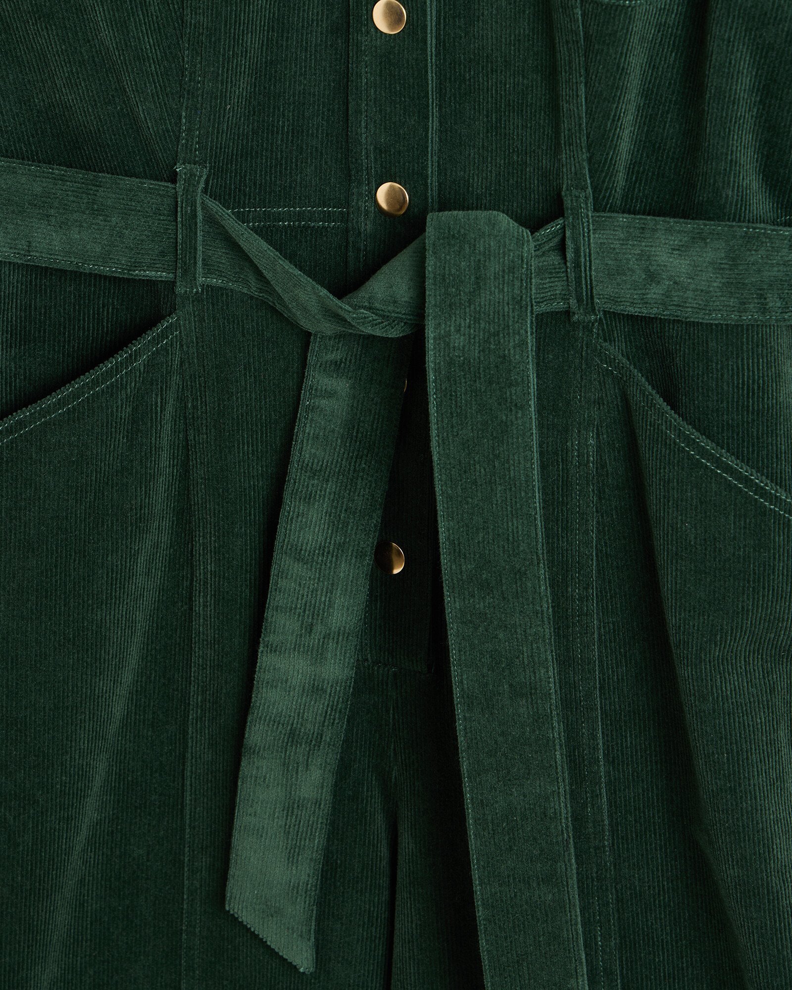Green Corduroy Long Sleeve Jumpsuit | Oliver Bonas
