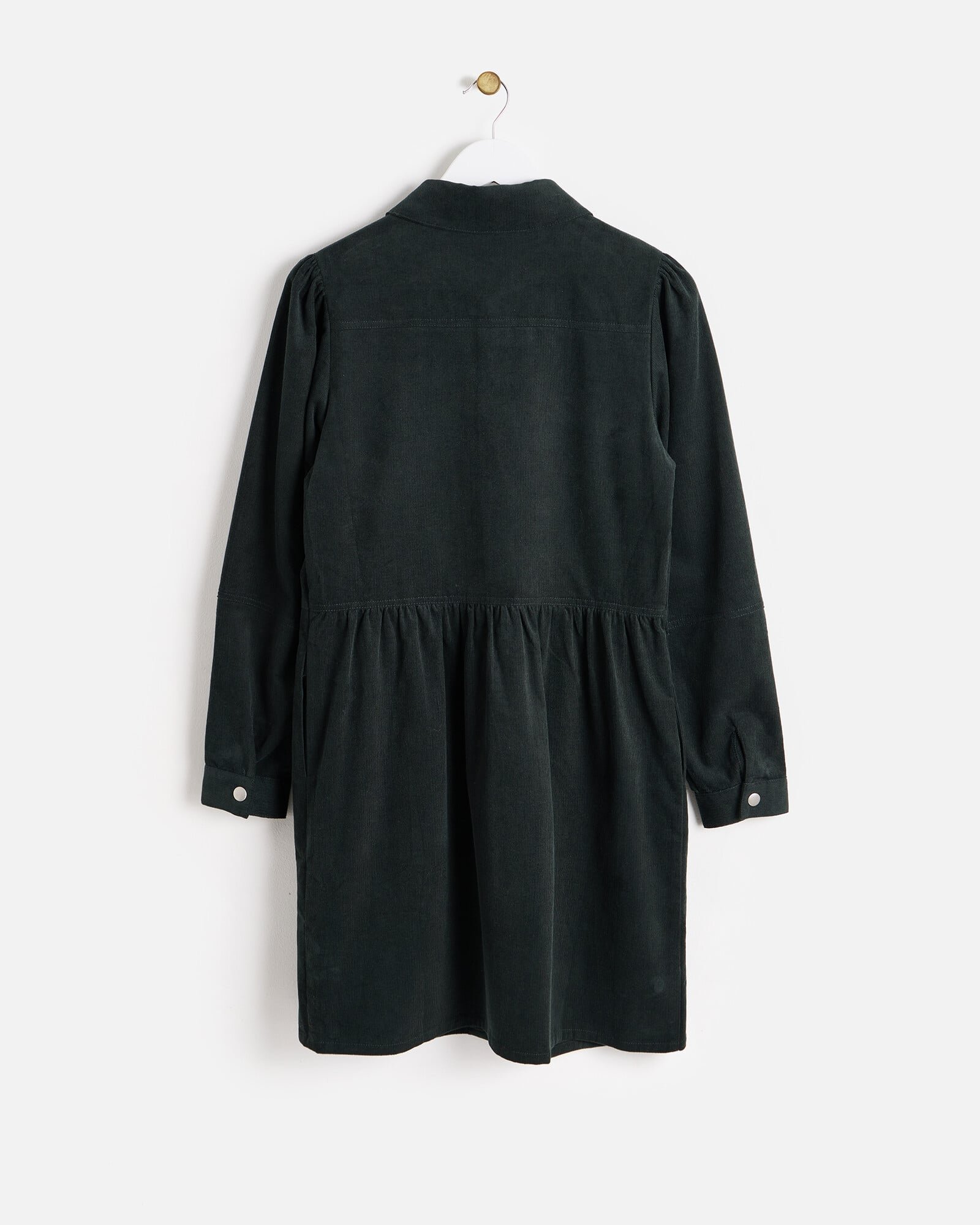dark green corduroy shirt dress Koulis Mini Shirtdress in Green Corduroy Cypress