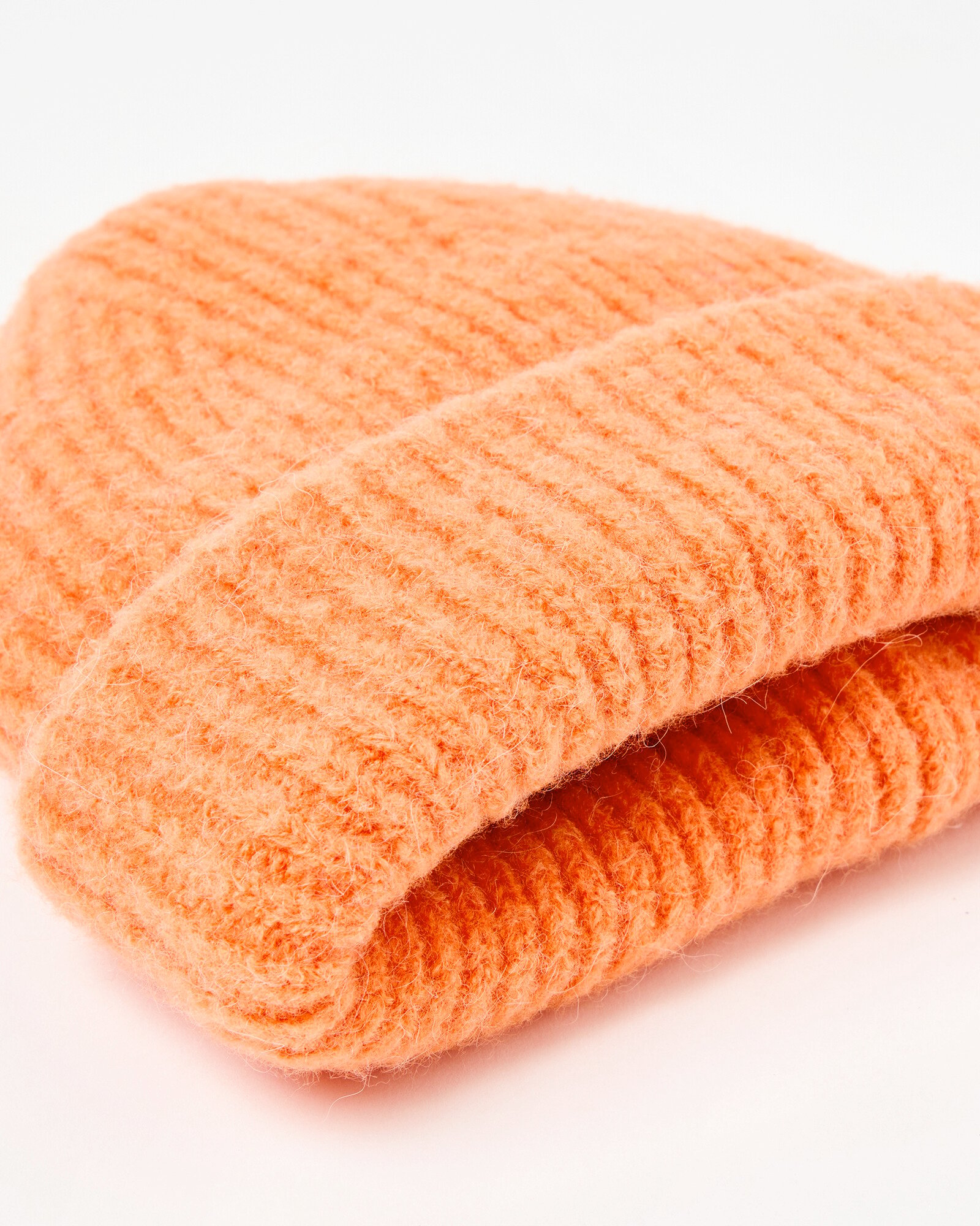 Coral Orange Knitted Beanie Hat | Oliver Bonas