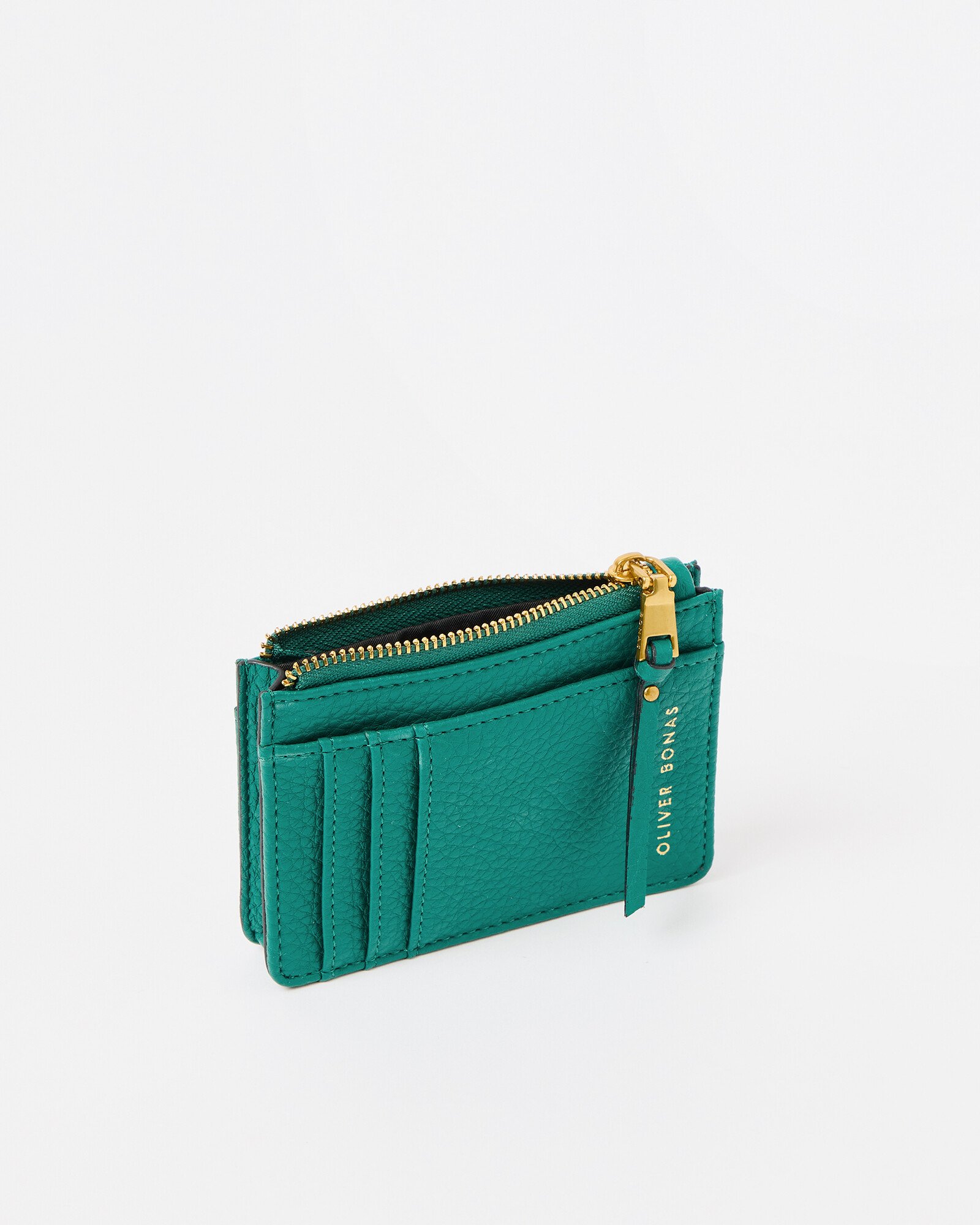 Kadie Bottle Green Zipped Card Holder | Oliver Bonas