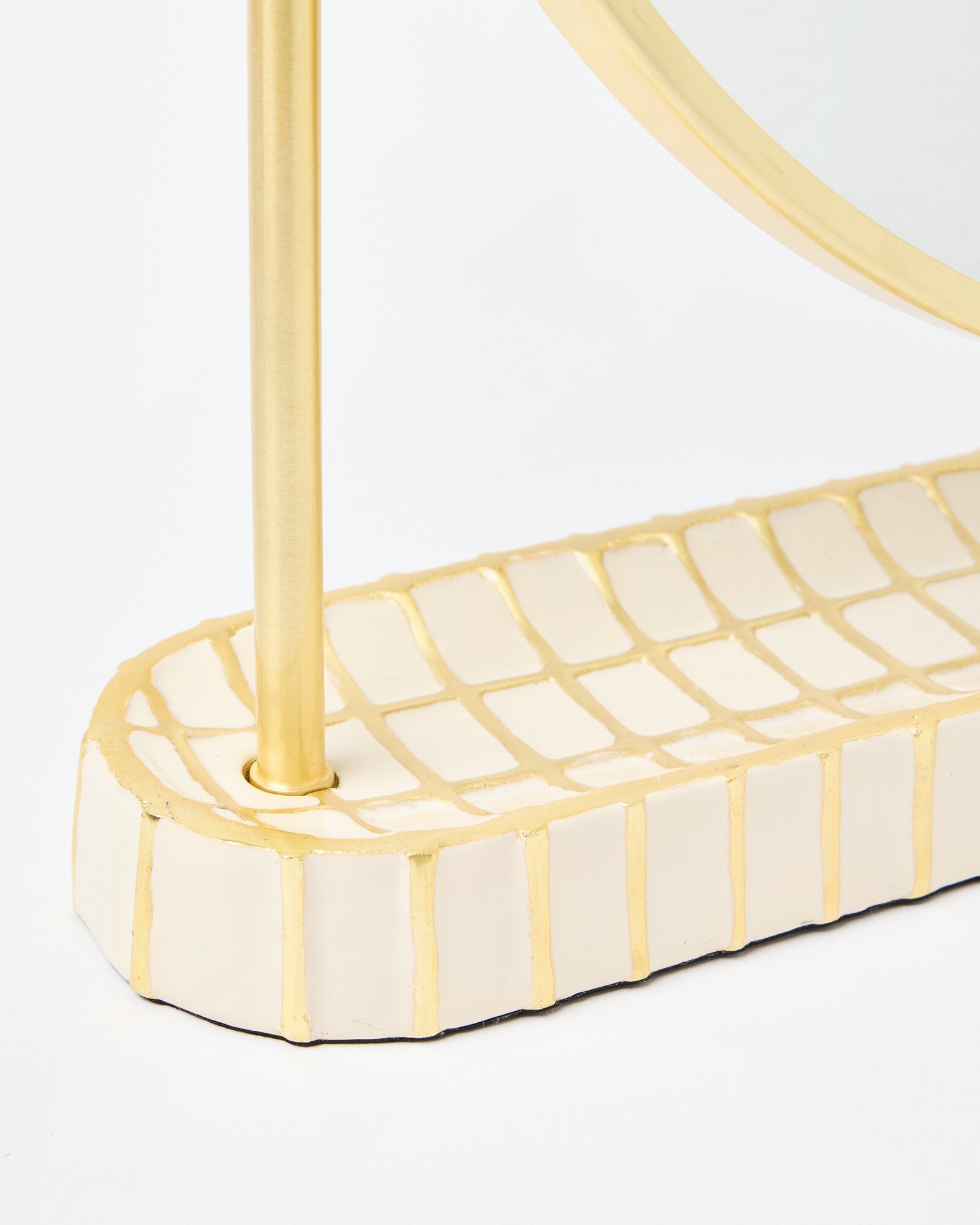 Cilo Gold Cream Round Dressing Table Mirror Oliver Bonas