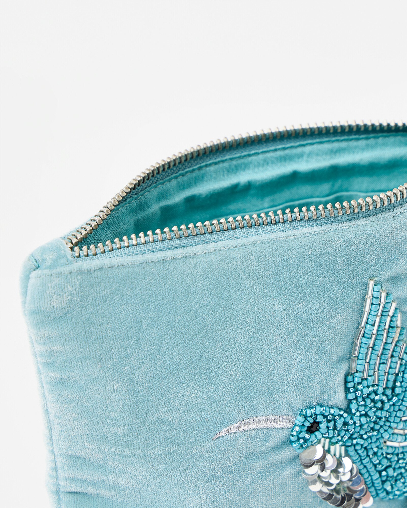 Kingly Blue Beaded Zipped Pouch | Oliver Bonas