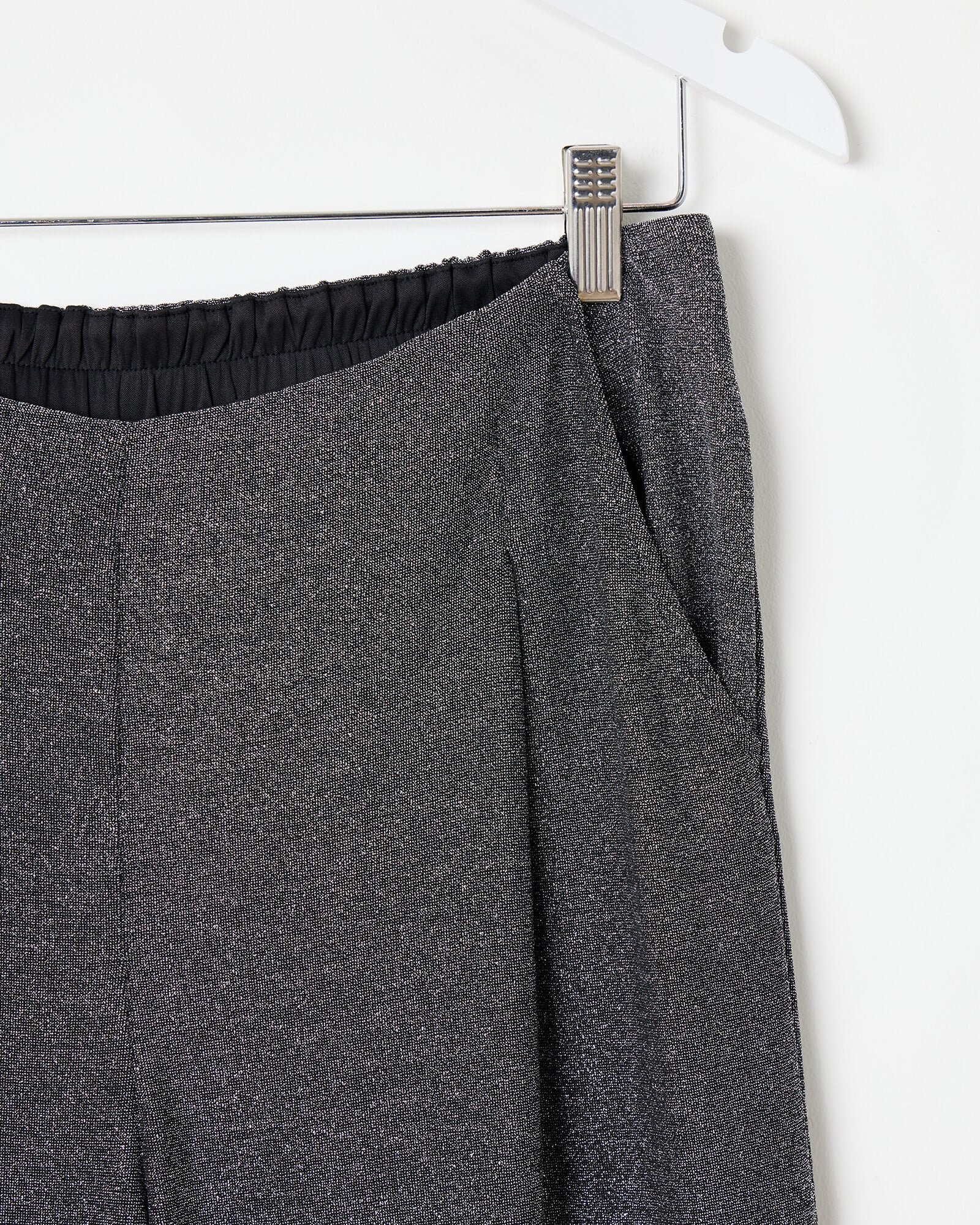 Silver Shimmer Metallic Wide Leg Trousers | Oliver Bonas