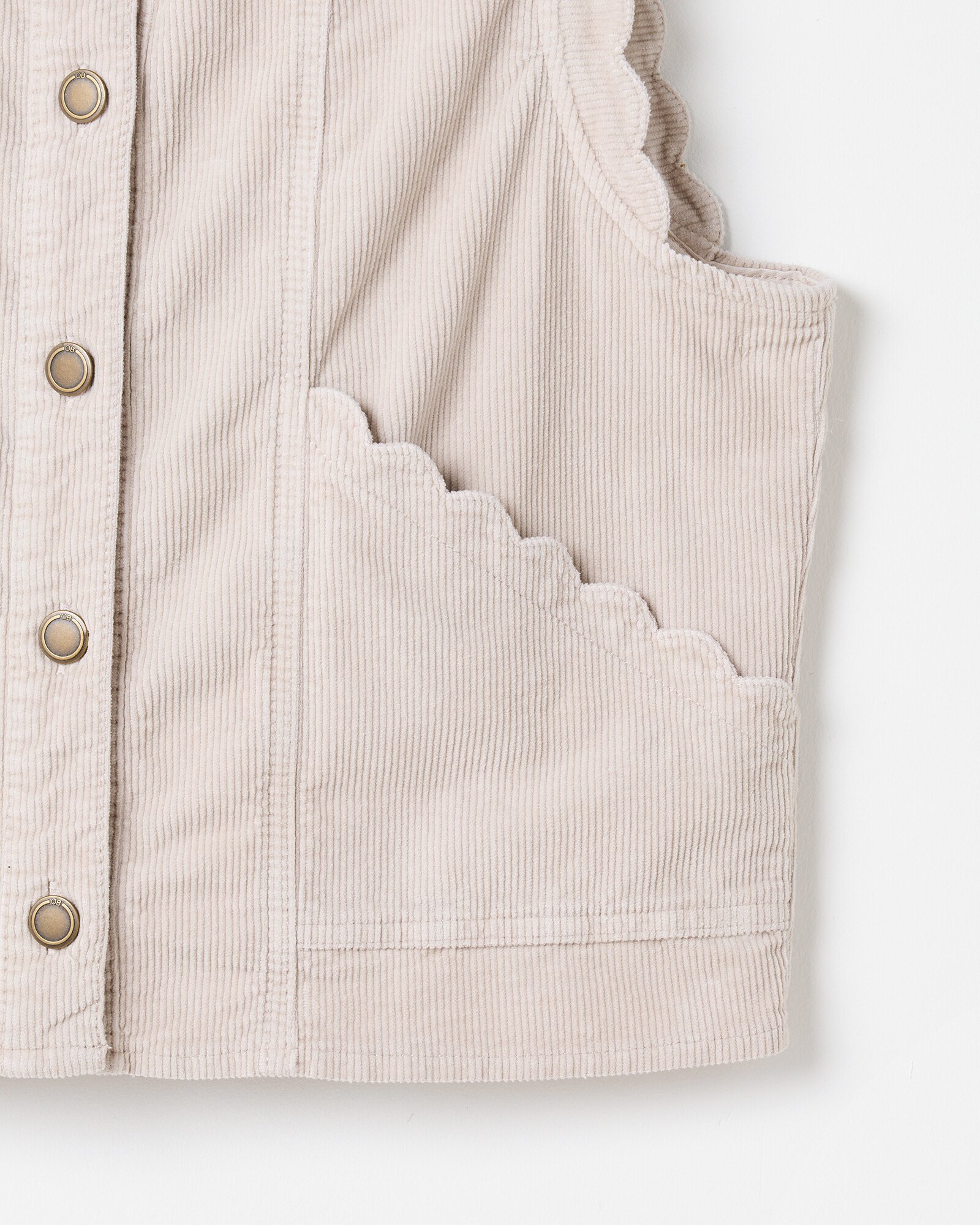 Ecru Stone Corduroy Scalloped Waistcoat Oliver Bonas