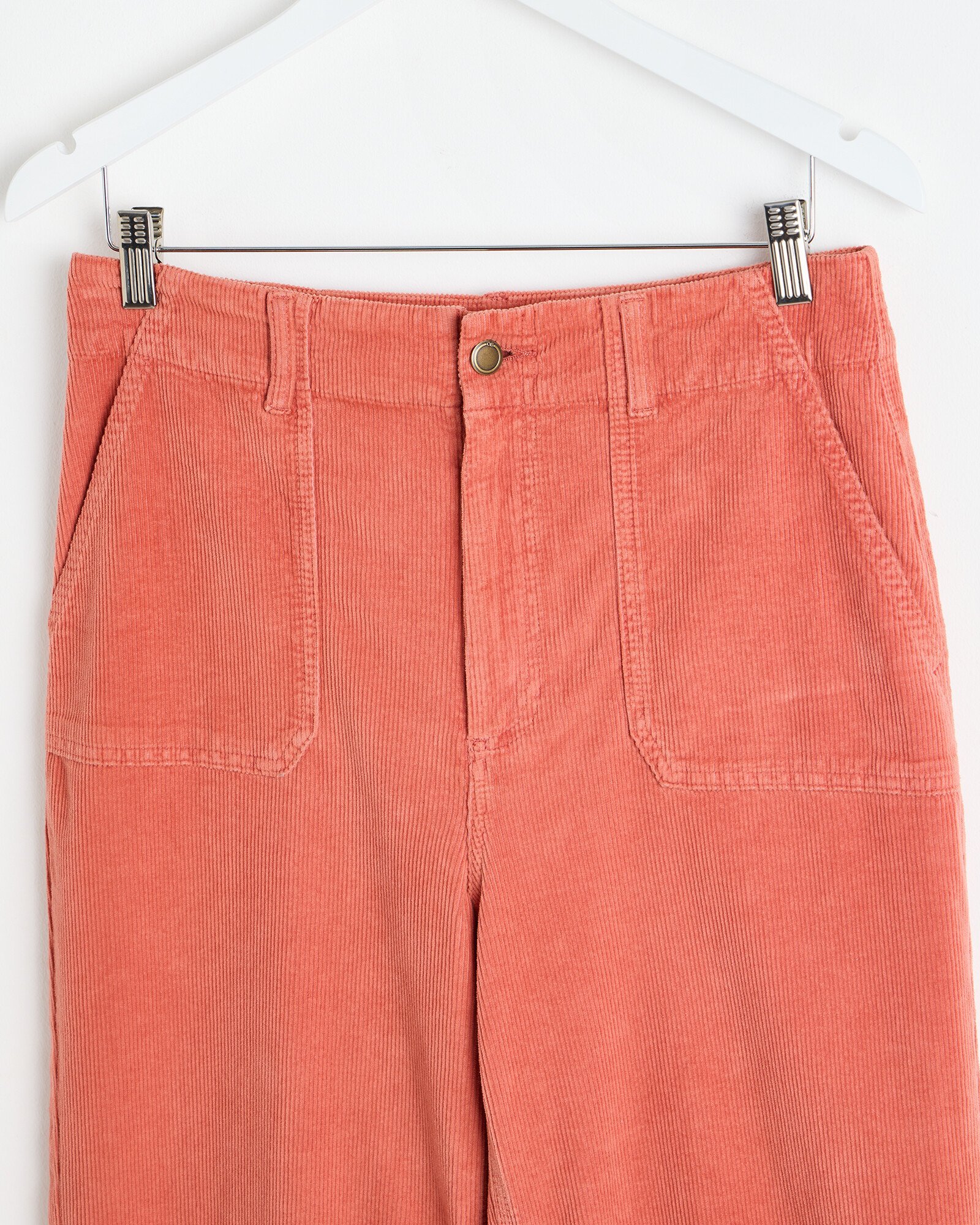 Rust Red Corduroy Cropped Wide Leg Trousers Oliver Bonas