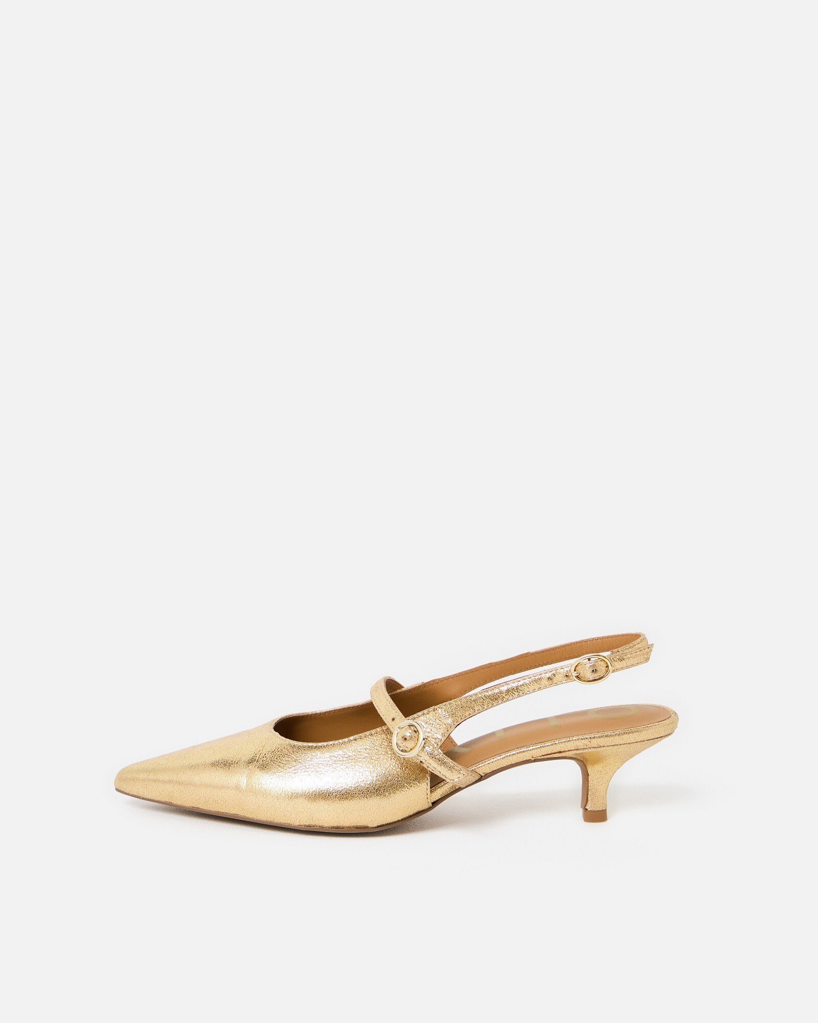 Gold Pointed Kitten Heel Slingbacks Oliver Bonas