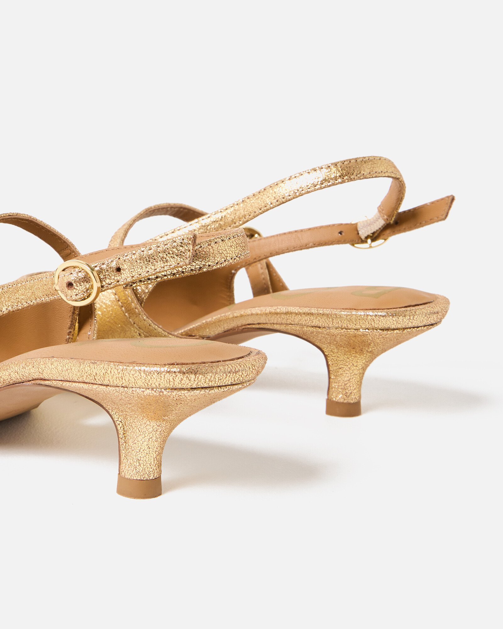 Gold Pointed Kitten Heel Slingbacks Oliver Bonas