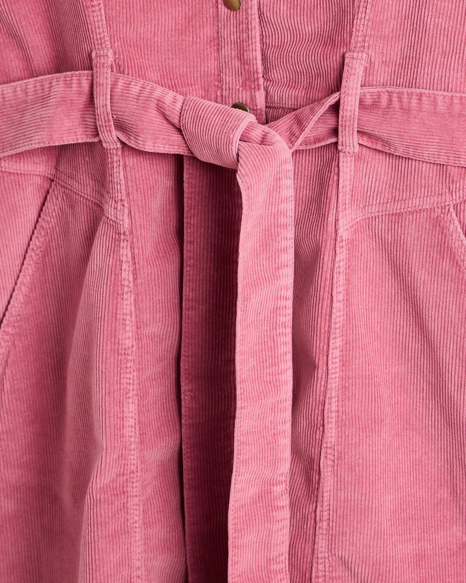 Blush Pink Corduroy V-Neck Mini Dress | Oliver Bonas