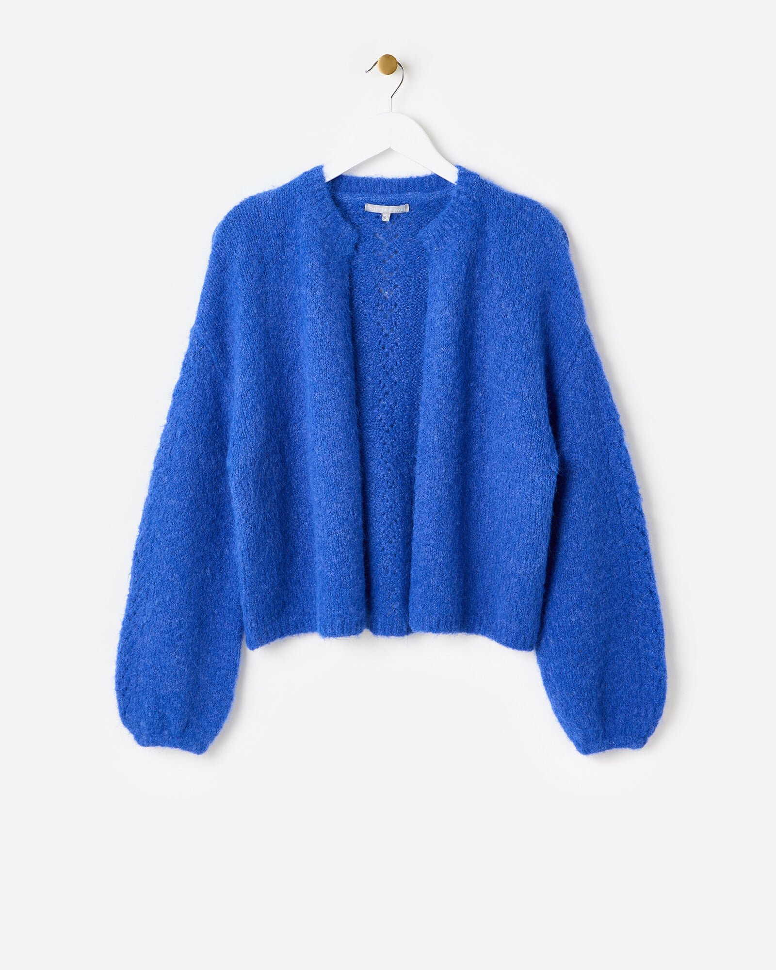 Cobalt Blue Fluffy Knitted Cardigan | Oliver Bonas
