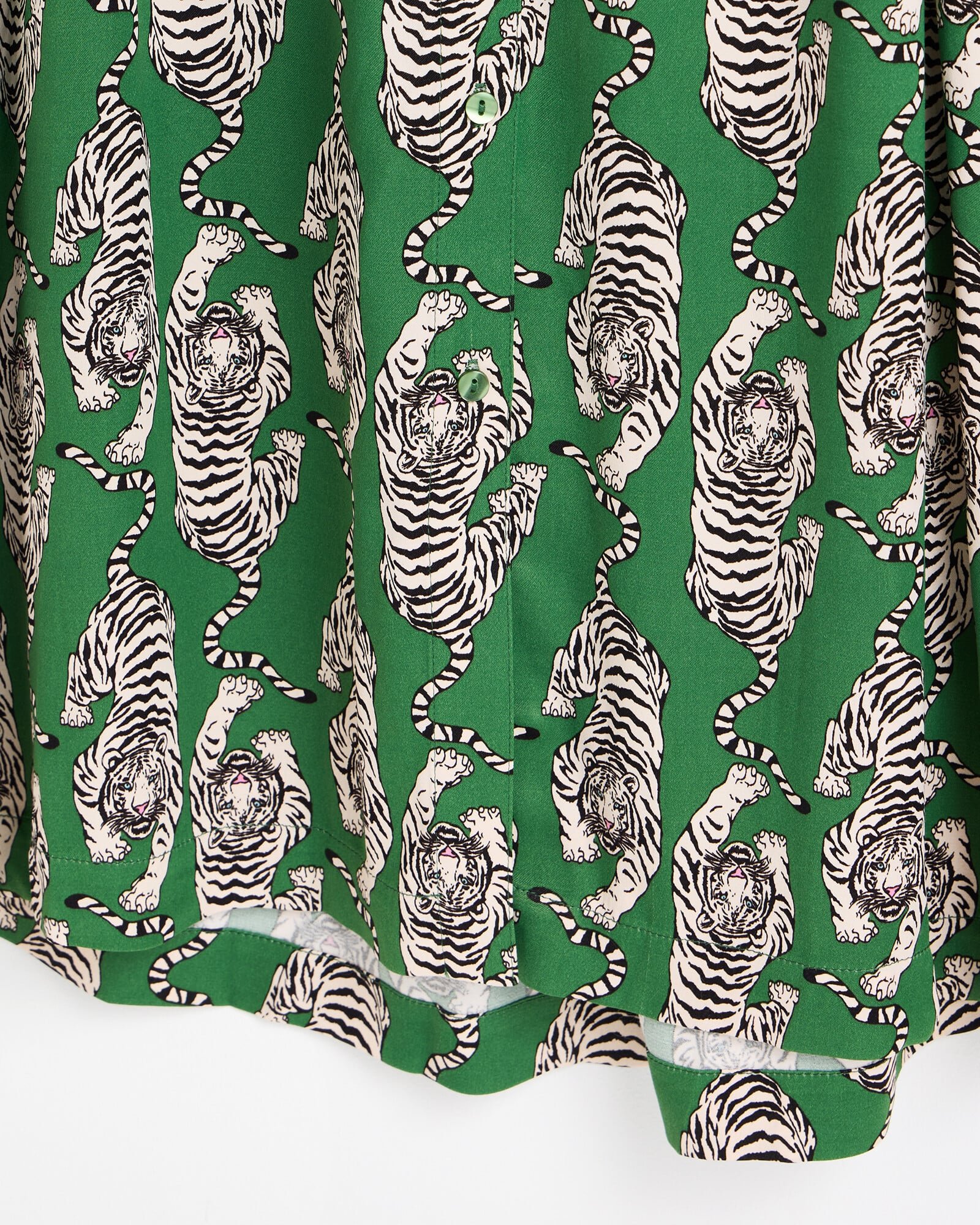 green emerald velvet dress Green Tiger Printed Jacquard Fabric Short Dress main image 0