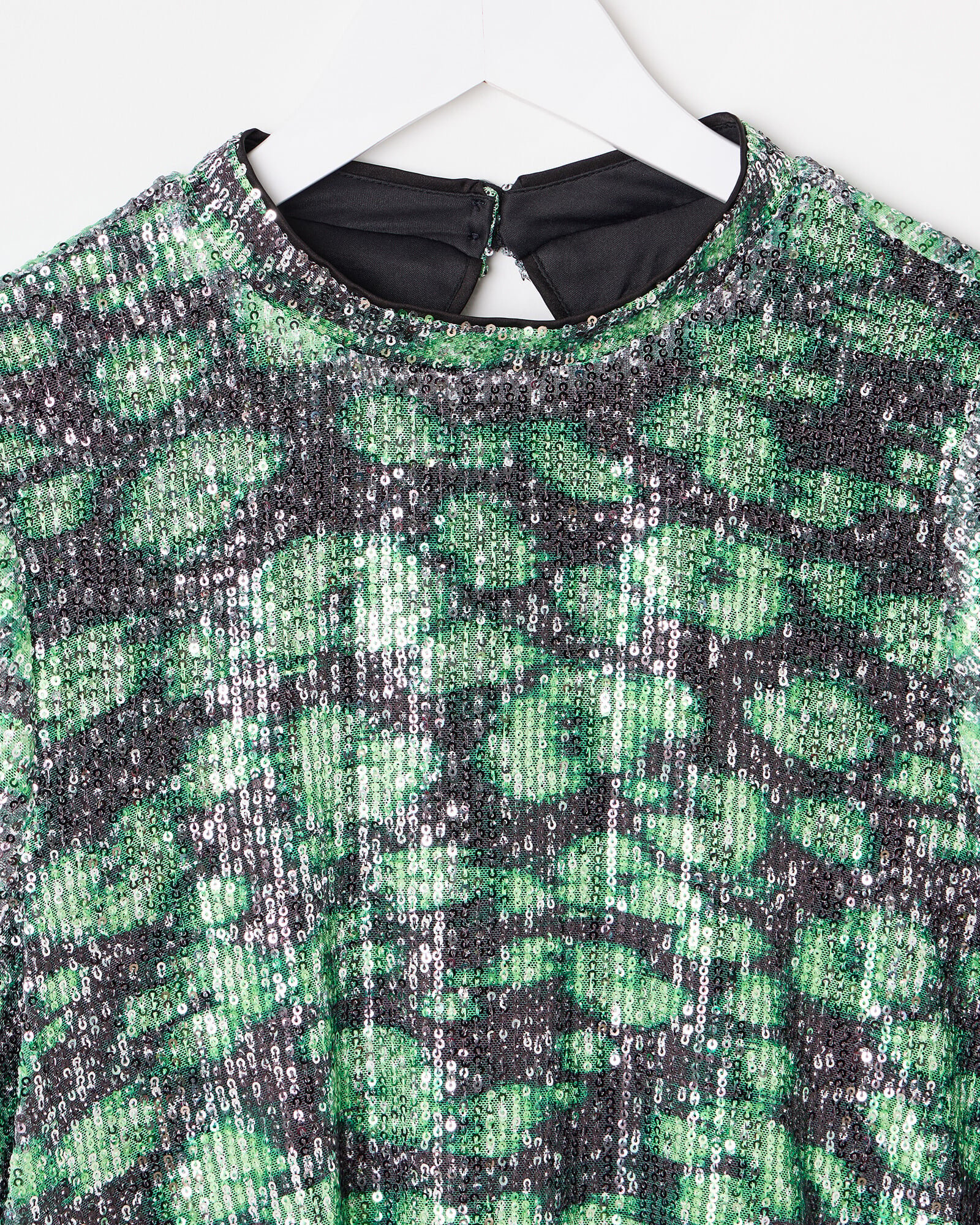 Green Leopard Print Sequin Mini Dress | Oliver Bonas